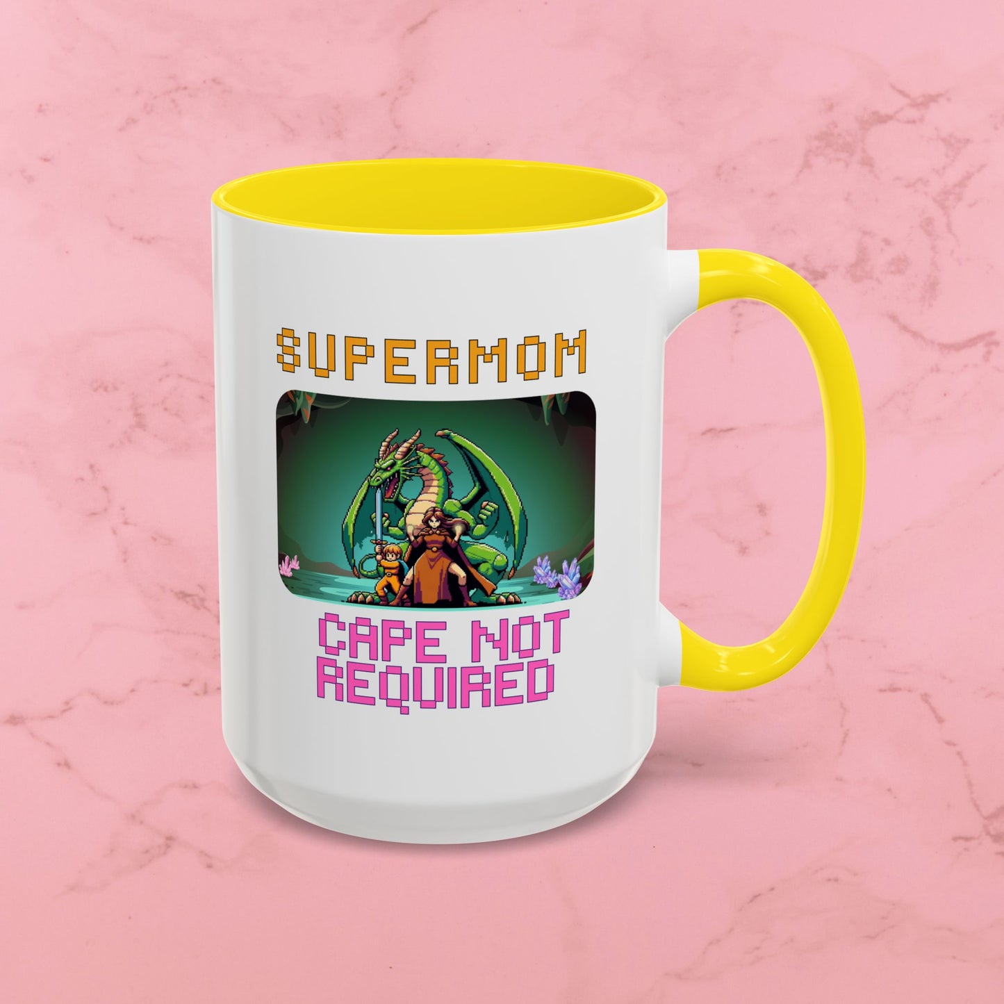 Dungeon Crawling Coffee Mug — "Supermom: Cape Not Required" Accent Mug (11/15oz)