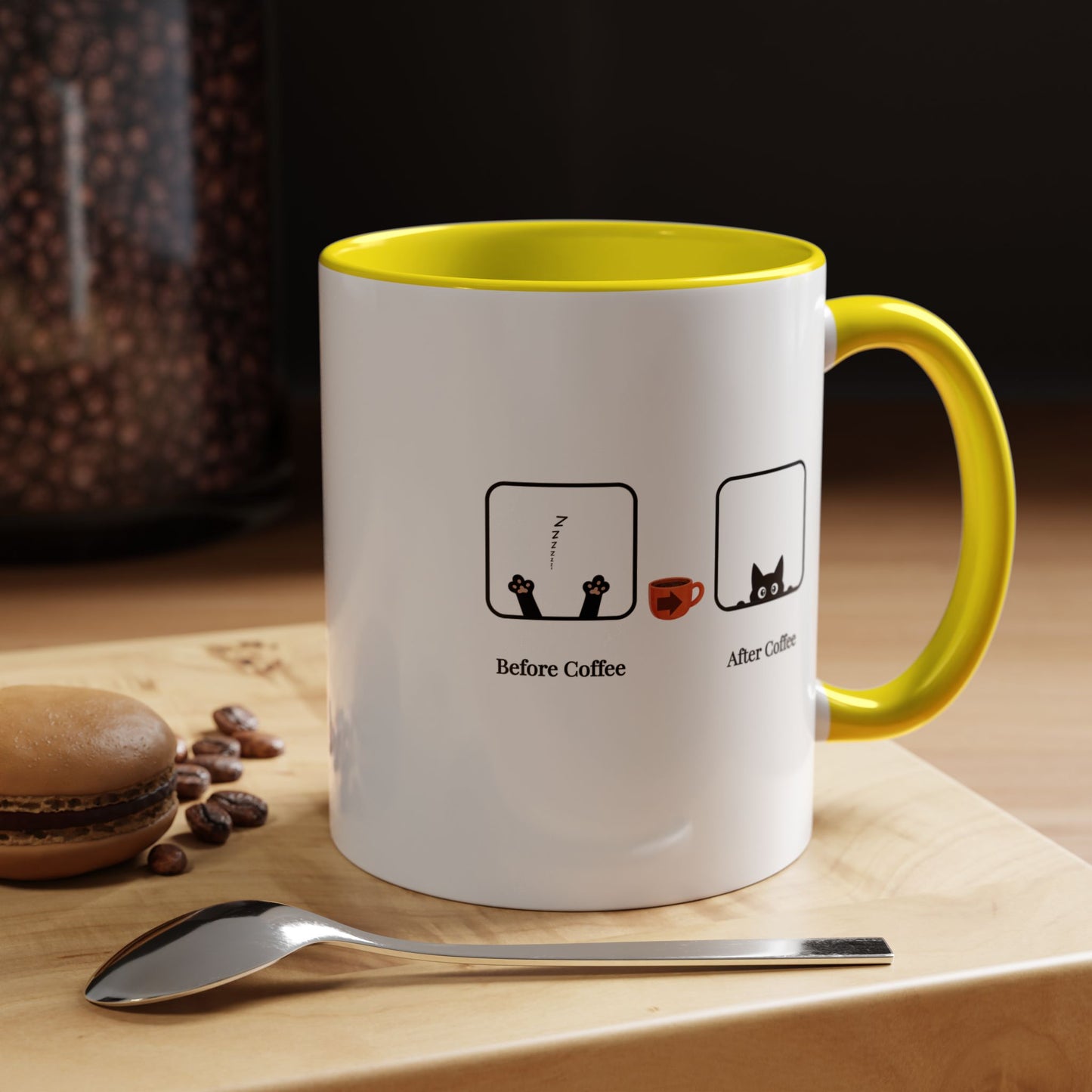 Coffee Mug — "Before Coffee / After Coffee" Cat Accent Mug (11/15oz)
