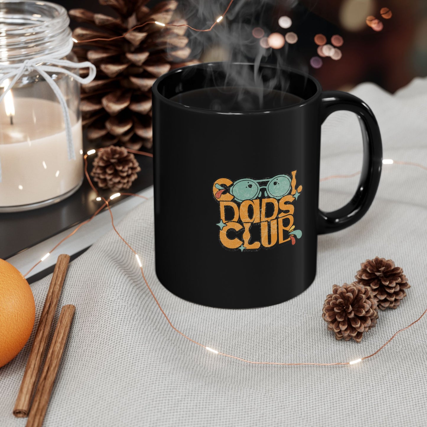 Cool Dad's Club Black Mug — Retro 'Cool Dad's Club' Coffee Cup (11oz & 15oz)