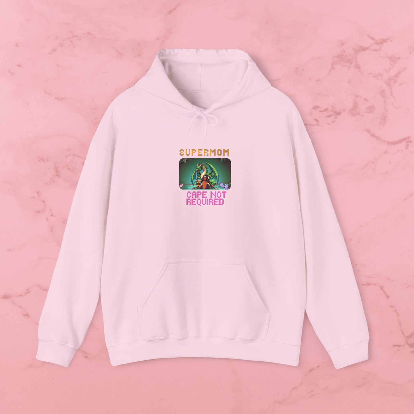 Supermom Hoodie – "Cape Not Required" Retro Neon Mom Hoodie
