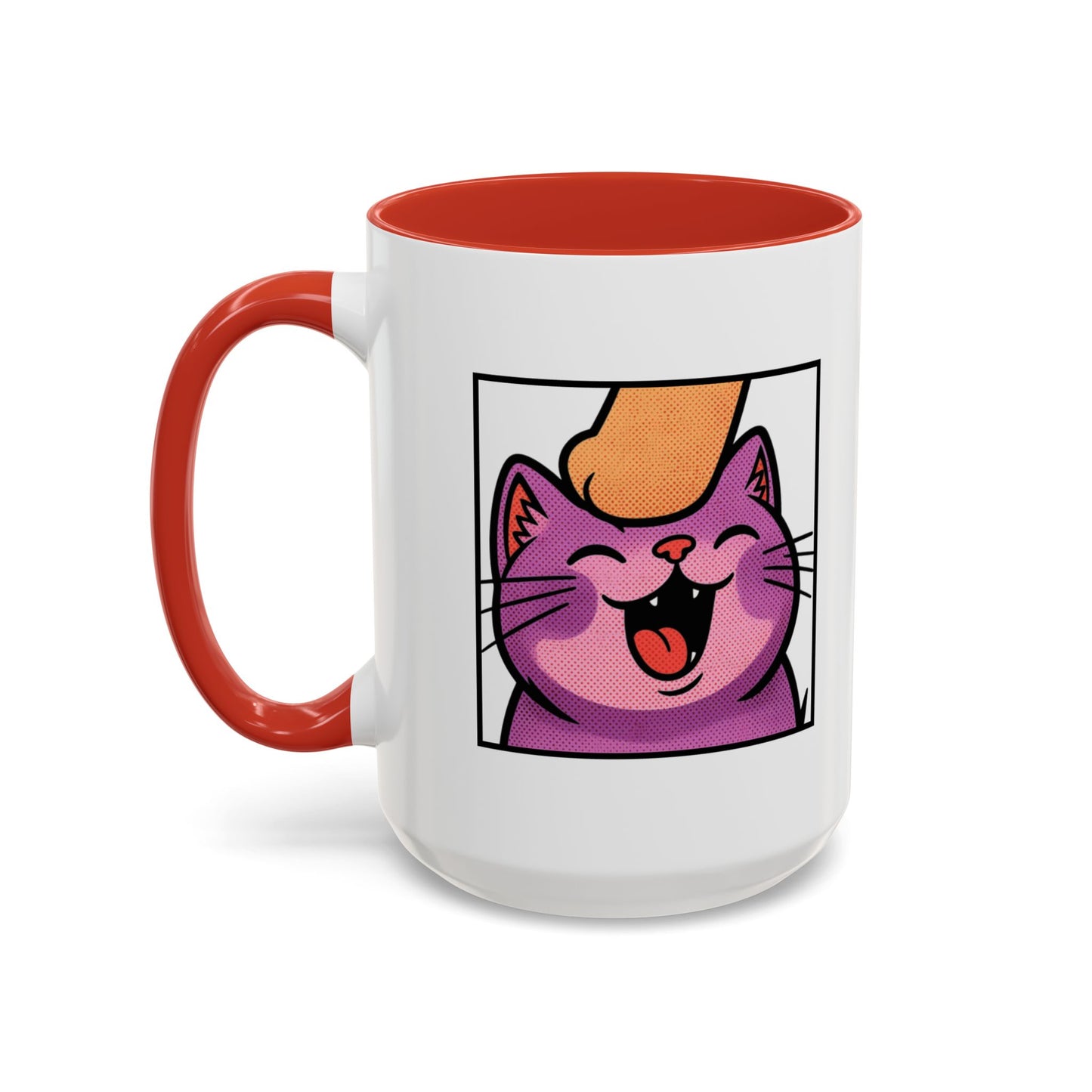 Pet Me, Purrfectly Happy Twitch Emote Cat Accent Coffee Mug – Cute Smiling Cat Illustration (11/15oz)