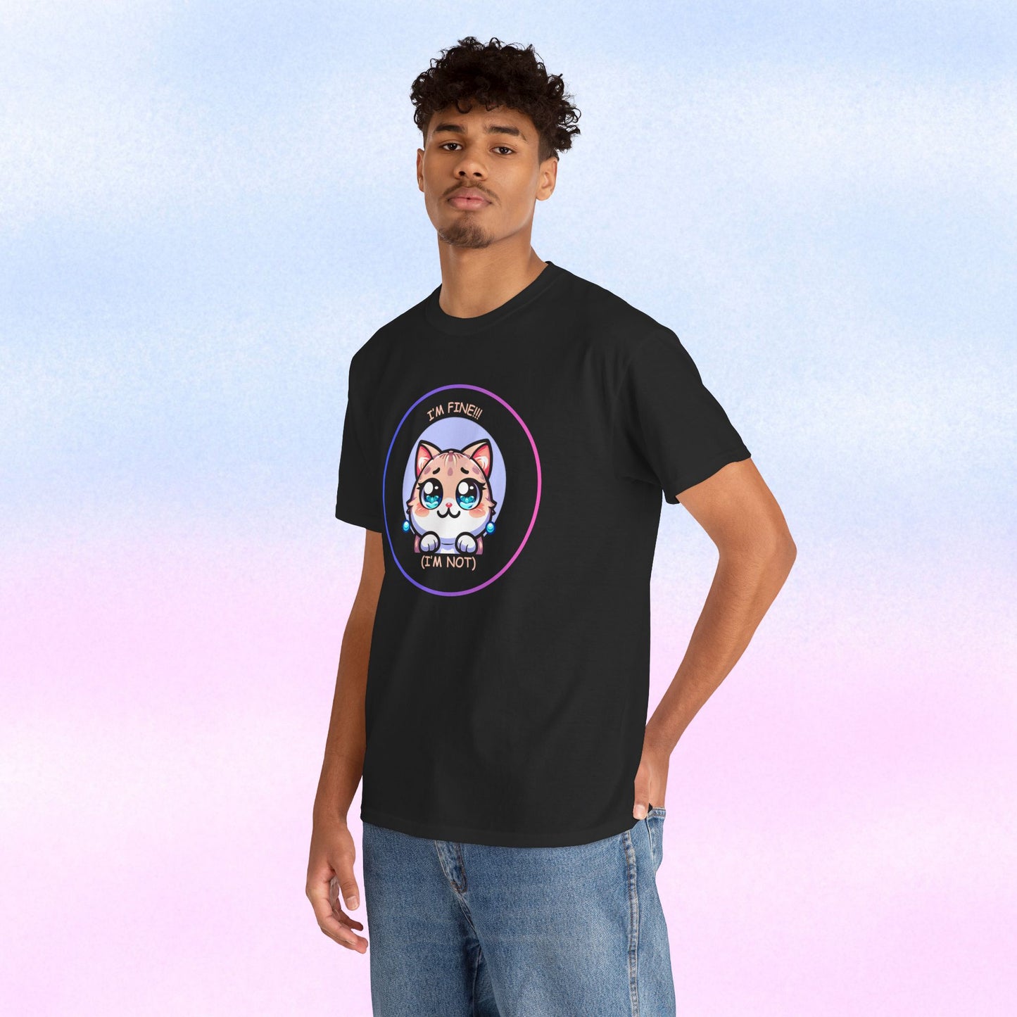 I'm Fine (I'm Not) — Cute Kawaii Cat Meltdown Emote Graphic T-Shirt