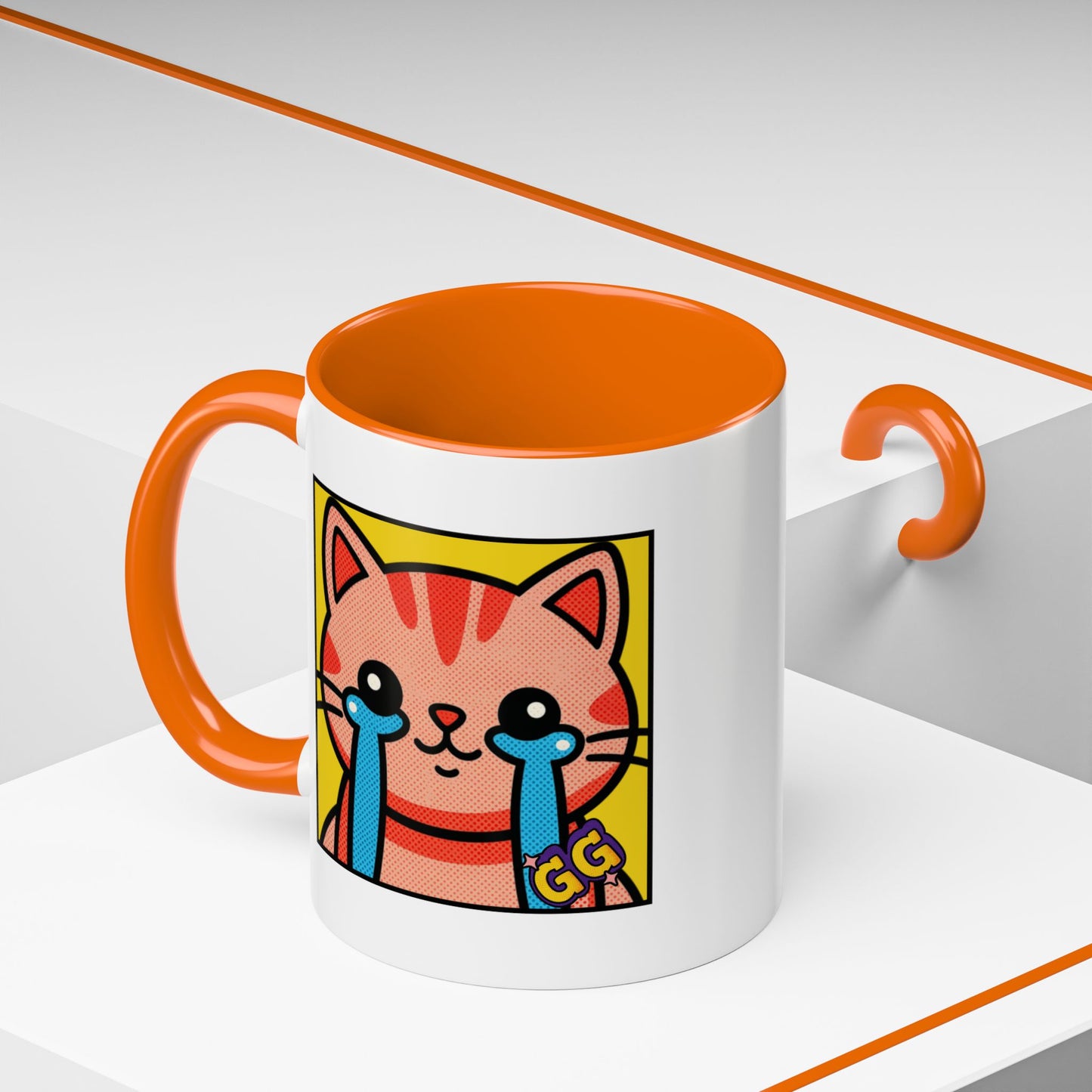 Good Game Tears of Joy - Cute Crying Cat Accent Coffee Mug (11/15oz) – Kawaii Pop Art Cat Emote GG