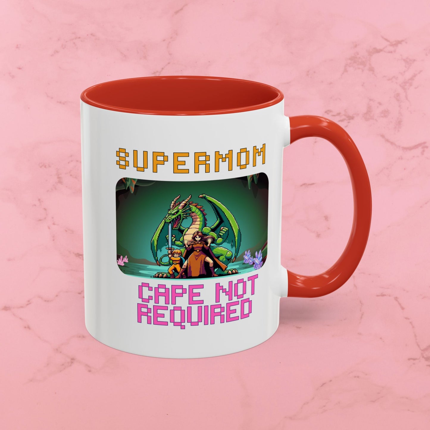 Dungeon Crawling Coffee Mug — "Supermom: Cape Not Required" Accent Mug (11/15oz)