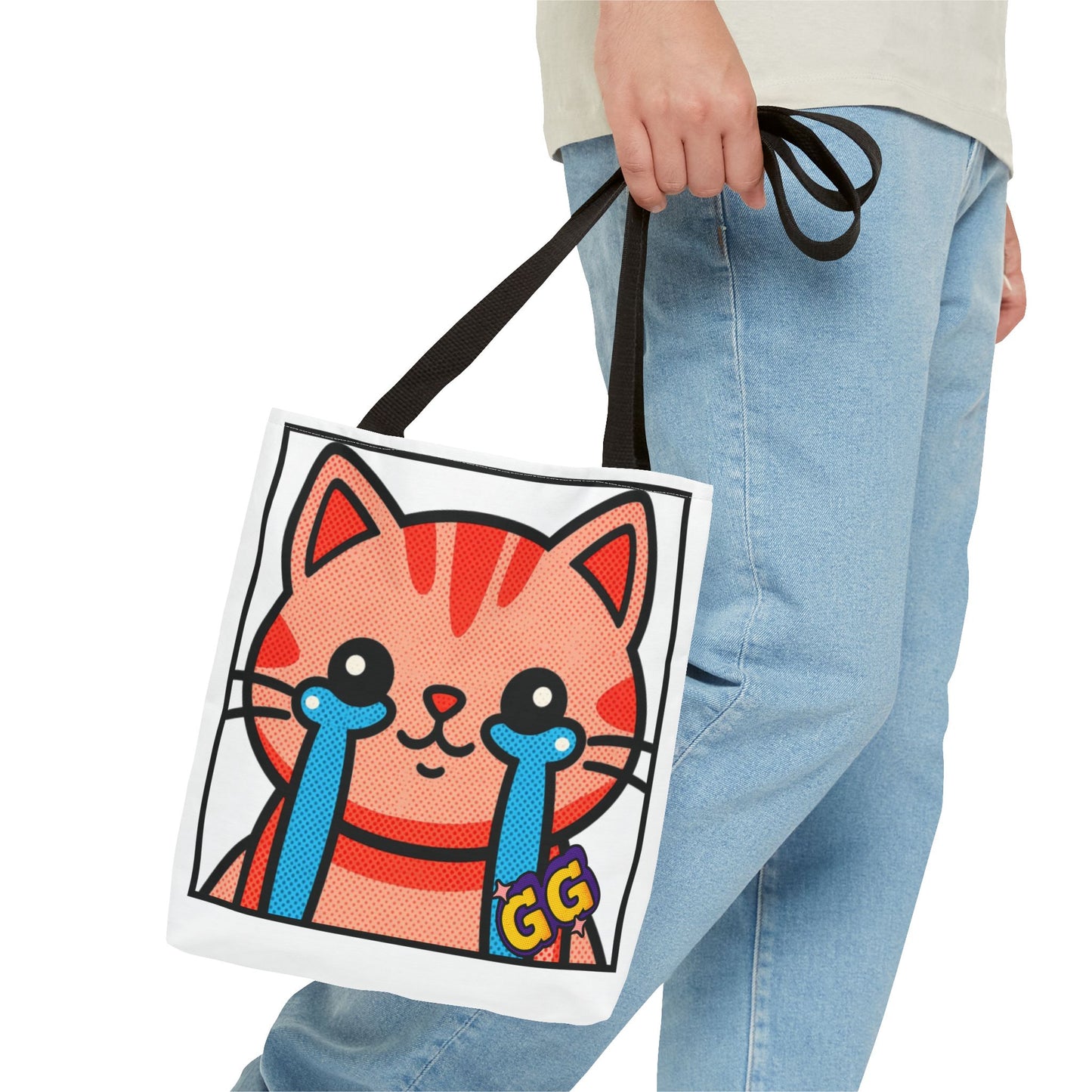Good Game Tears of Joy - Cute Crying Cat Tote Bag – Kawaii Pop Art Cat Emote GG