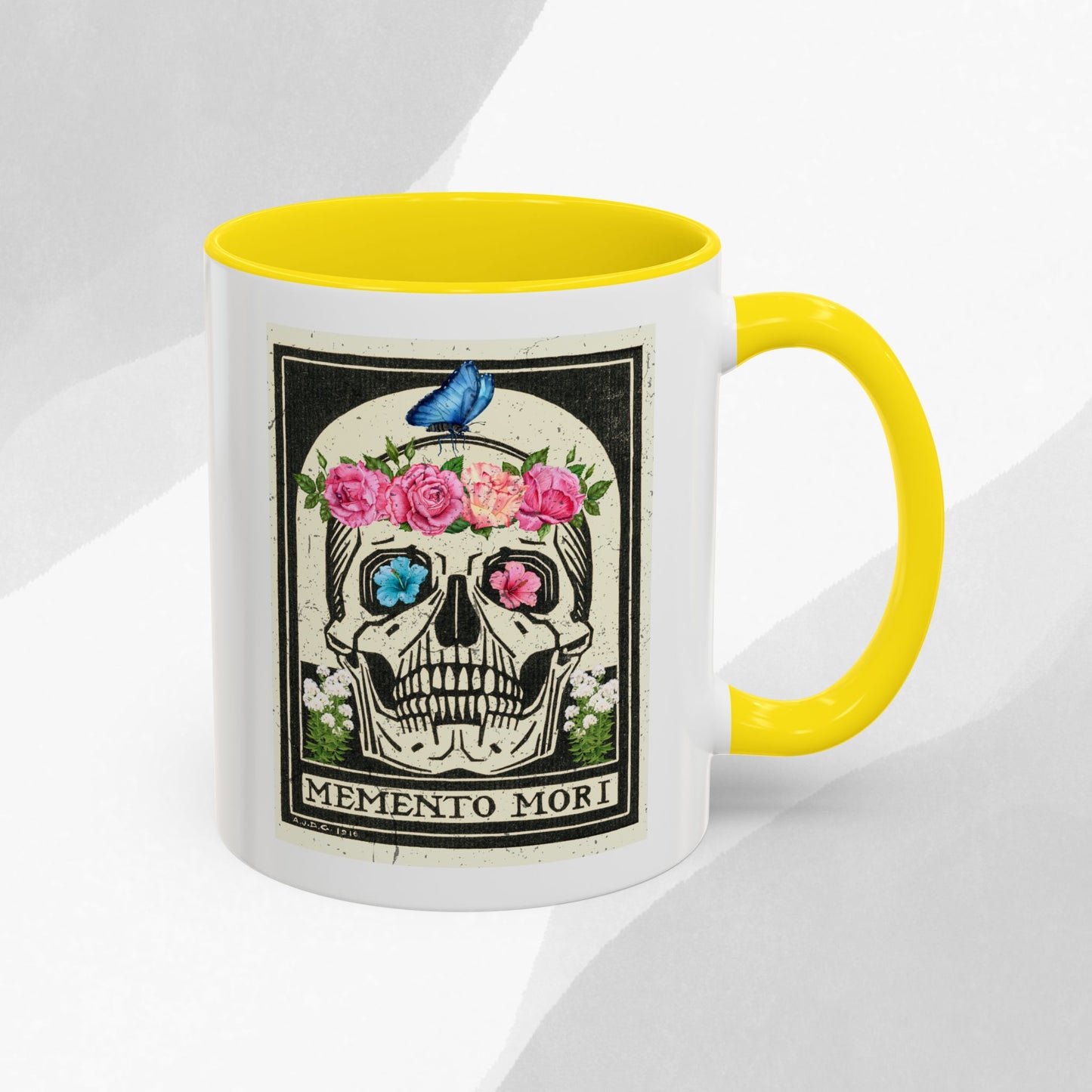 Memento Mori Coffee Mug, Floral Skull Mug, Gothic Gift, Day of the Dead Decor, Vintage Style Drinkware, Unique Kitchenware