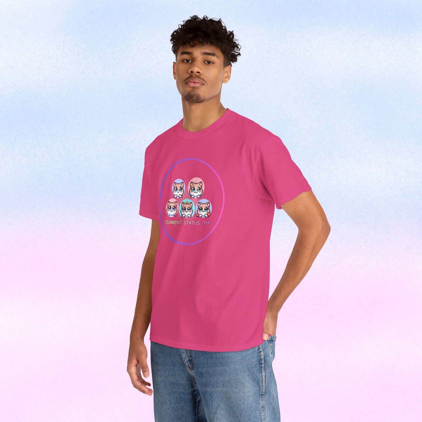 Cat Mood Tee — "Current Status: ???" Cute Kawaii Cat Faces T-Shirt
