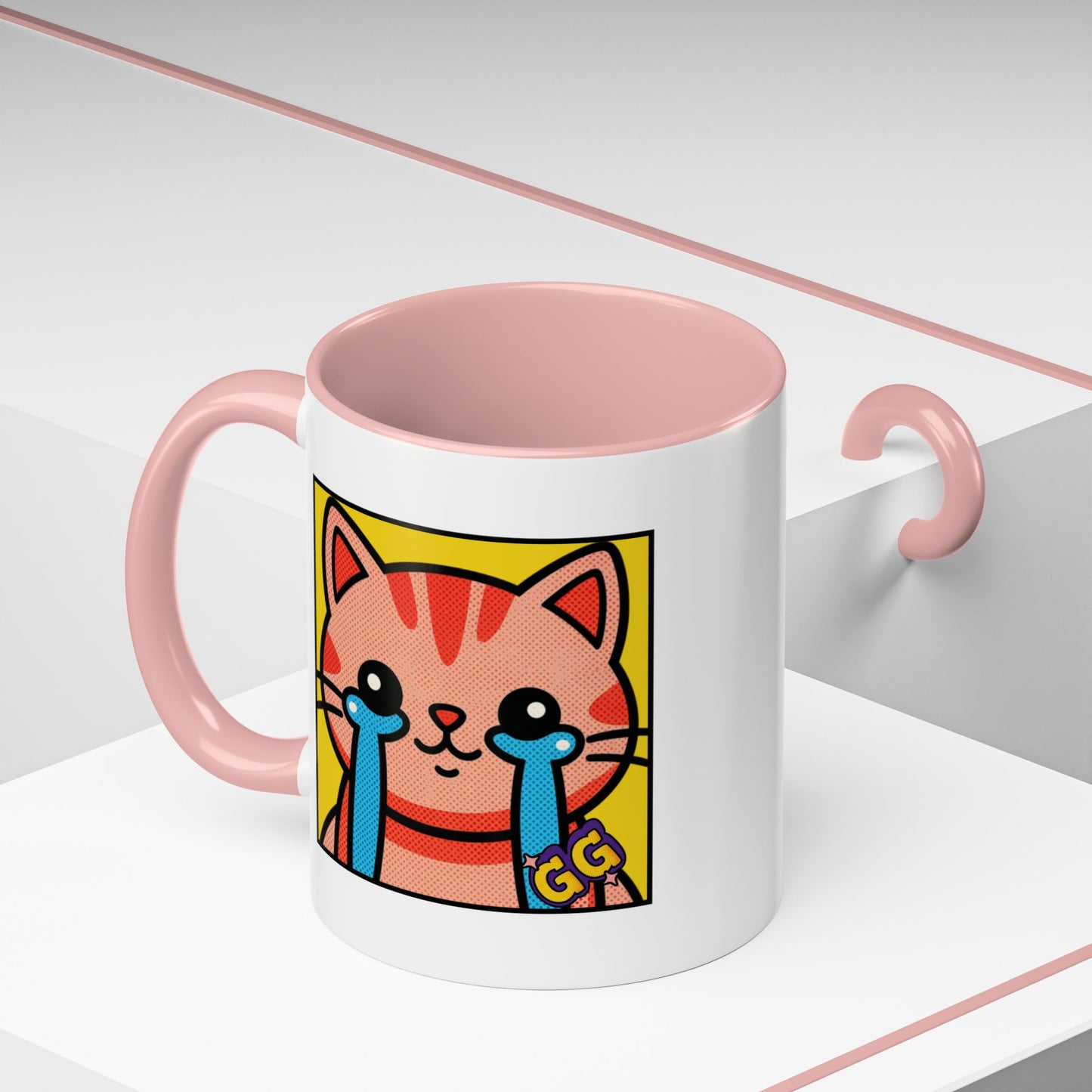 Good Game Tears of Joy - Cute Crying Cat Accent Coffee Mug (11/15oz) – Kawaii Pop Art Cat Emote GG