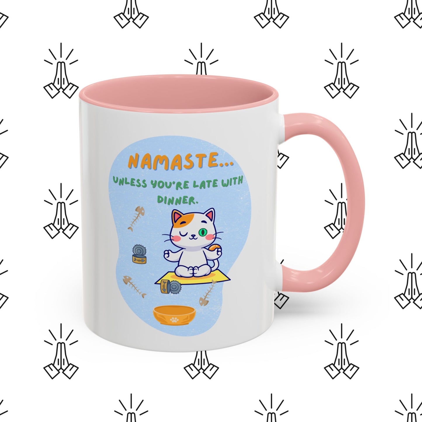 Namaste Cat Accent Coffee Mug | Cute Cat Mug, Coffee Cup Gift, Yoga Lover's Mug, Cat Lover Gift, Stylish Drinkware