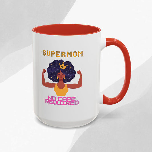 Accent Coffee Mug — "Supermom: No Cape Required" Empowerment Coffee Mug