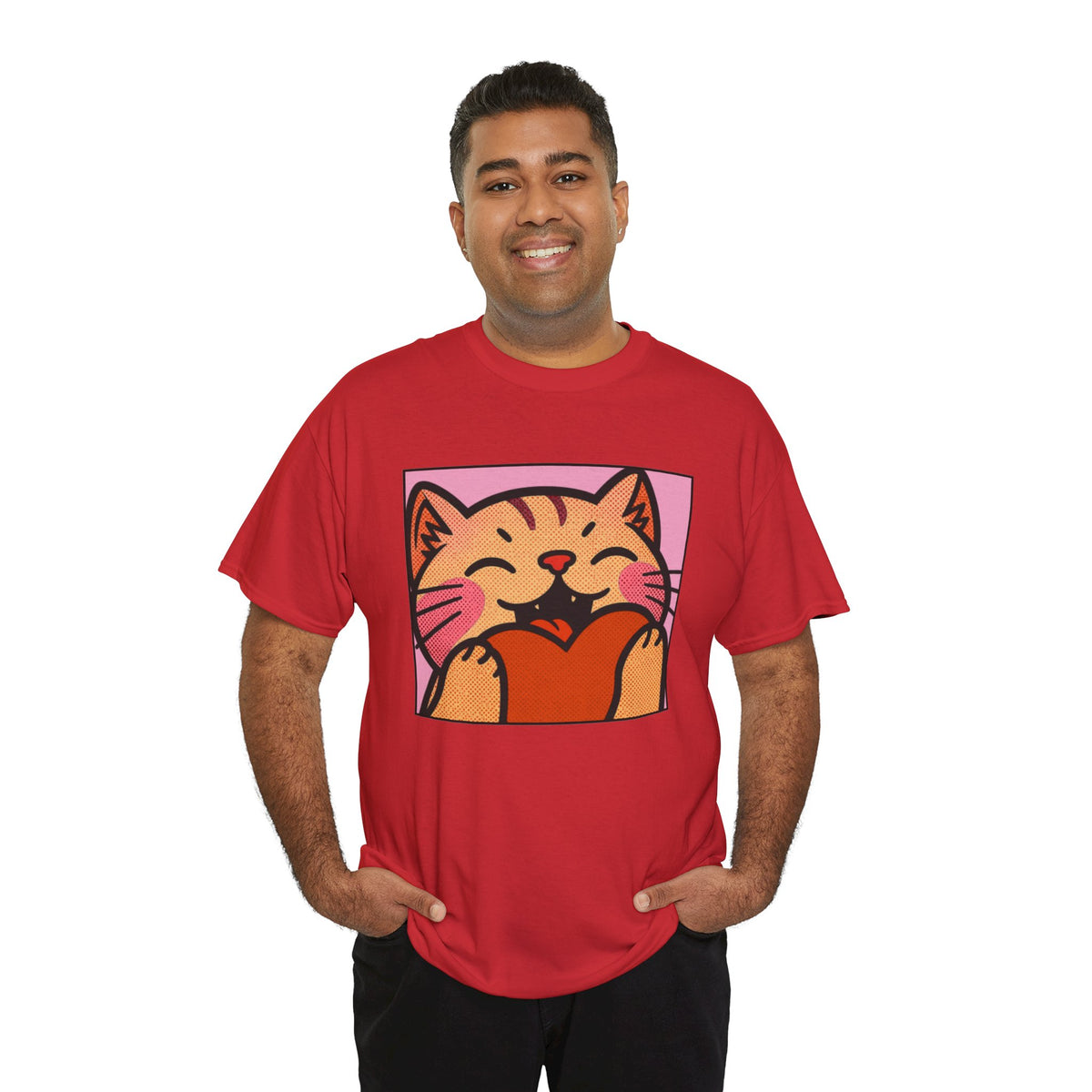 Cute Cat Holding Heart T‑Shirt — Cute Kitty Love Graphic Tee