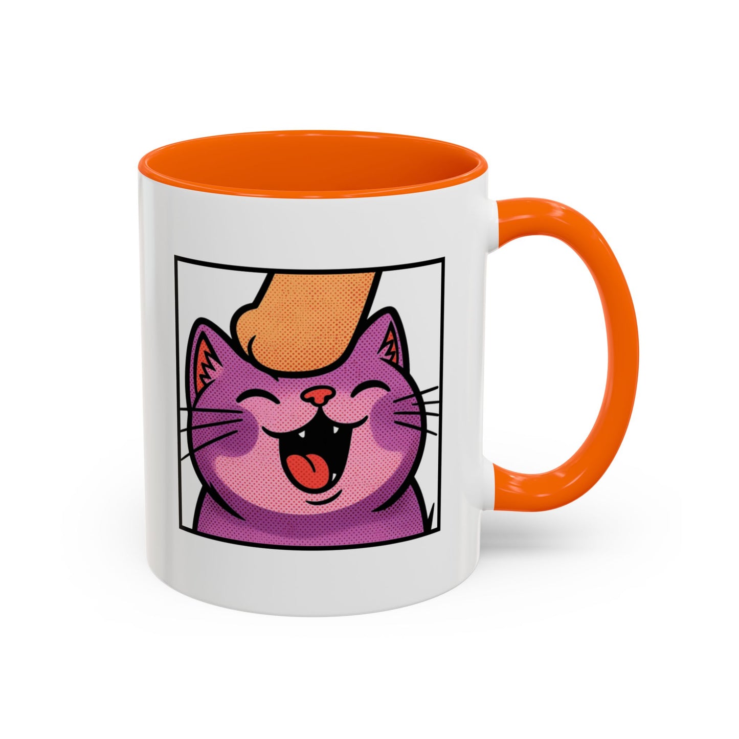 Pet Me, Purrfectly Happy Twitch Emote Cat Accent Coffee Mug – Cute Smiling Cat Illustration (11/15oz)