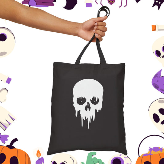 Don't Blink: The Haunted Halloween Skull Canvas Tote Bag | Halloween, Horror Gear, Trick or Treat, Gift Bag, Horror Decor