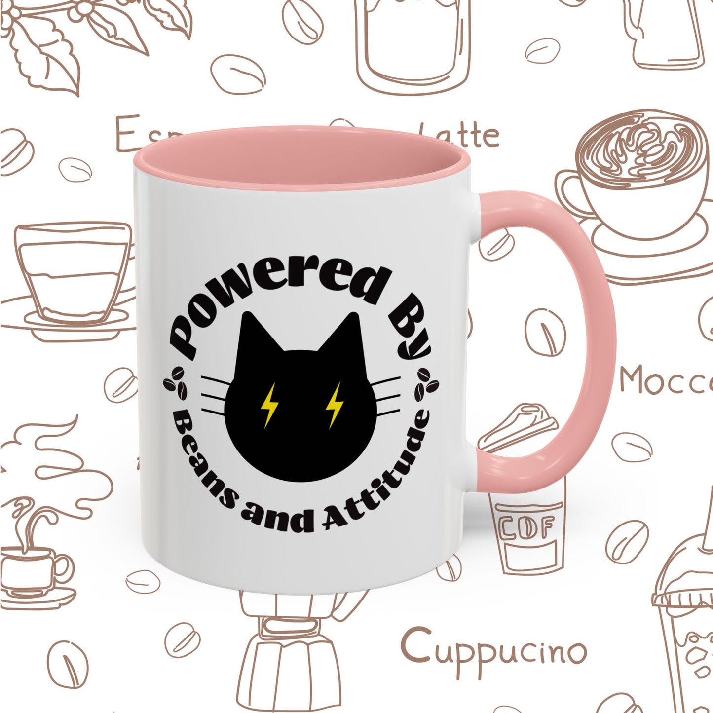 Powered By Beans and Attitude Coffee Mug | Accent Mug 11oz 15oz