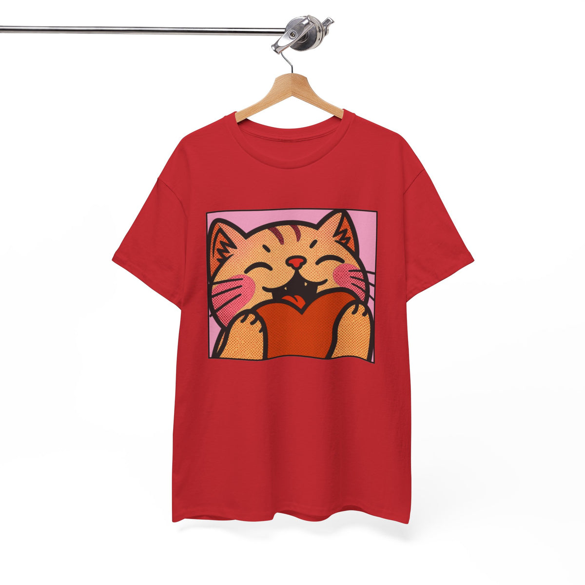 Cute Cat Holding Heart T‑Shirt — Cute Kitty Love Graphic Tee