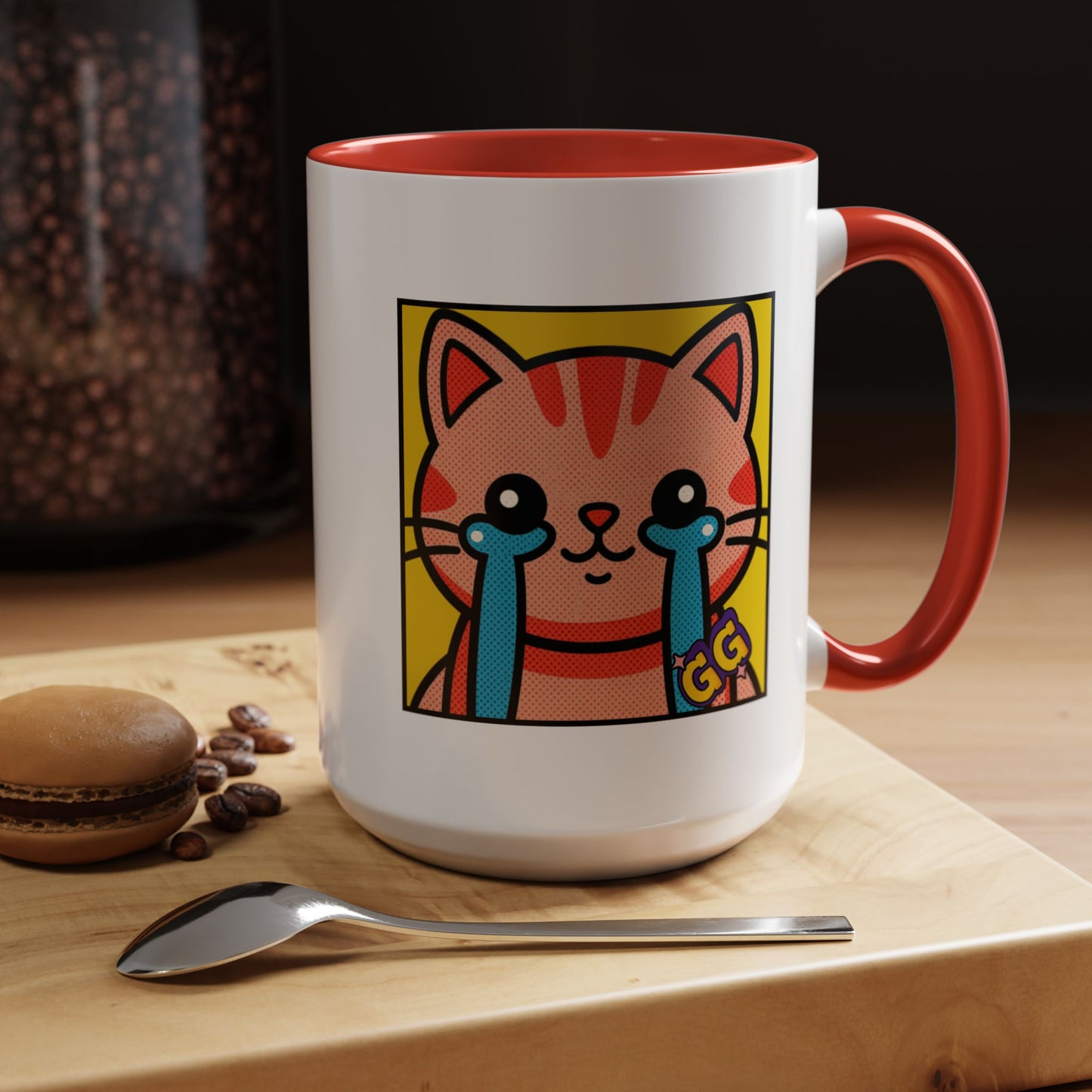 Good Game Tears of Joy - Cute Crying Cat Accent Coffee Mug (11/15oz) – Kawaii Pop Art Cat Emote GG