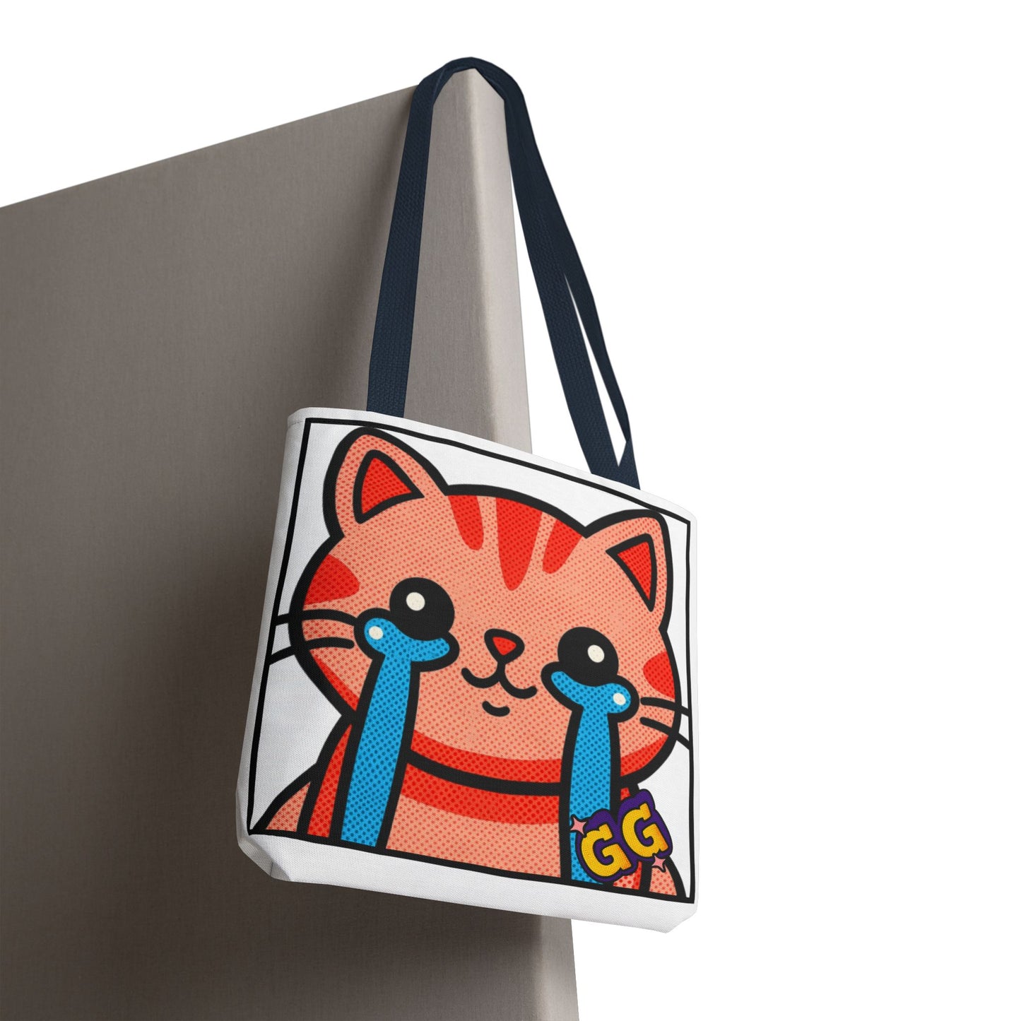 Good Game Tears of Joy - Cute Crying Cat Tote Bag – Kawaii Pop Art Cat Emote GG