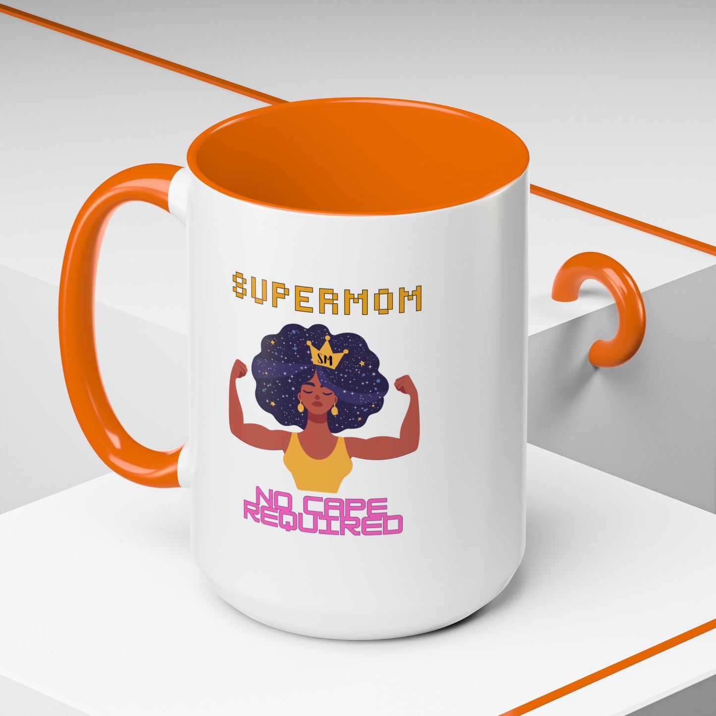 Accent Coffee Mug — "Supermom: No Cape Required" Empowerment Coffee Mug