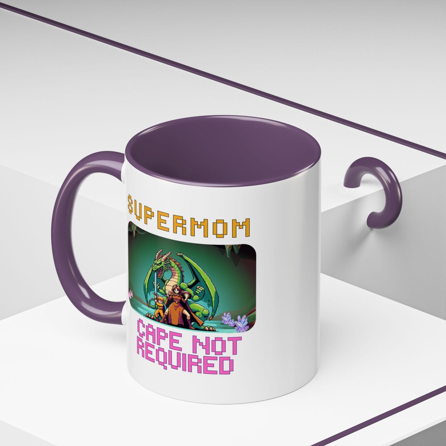Dungeon Crawling Coffee Mug — "Supermom: Cape Not Required" Accent Mug (11/15oz)