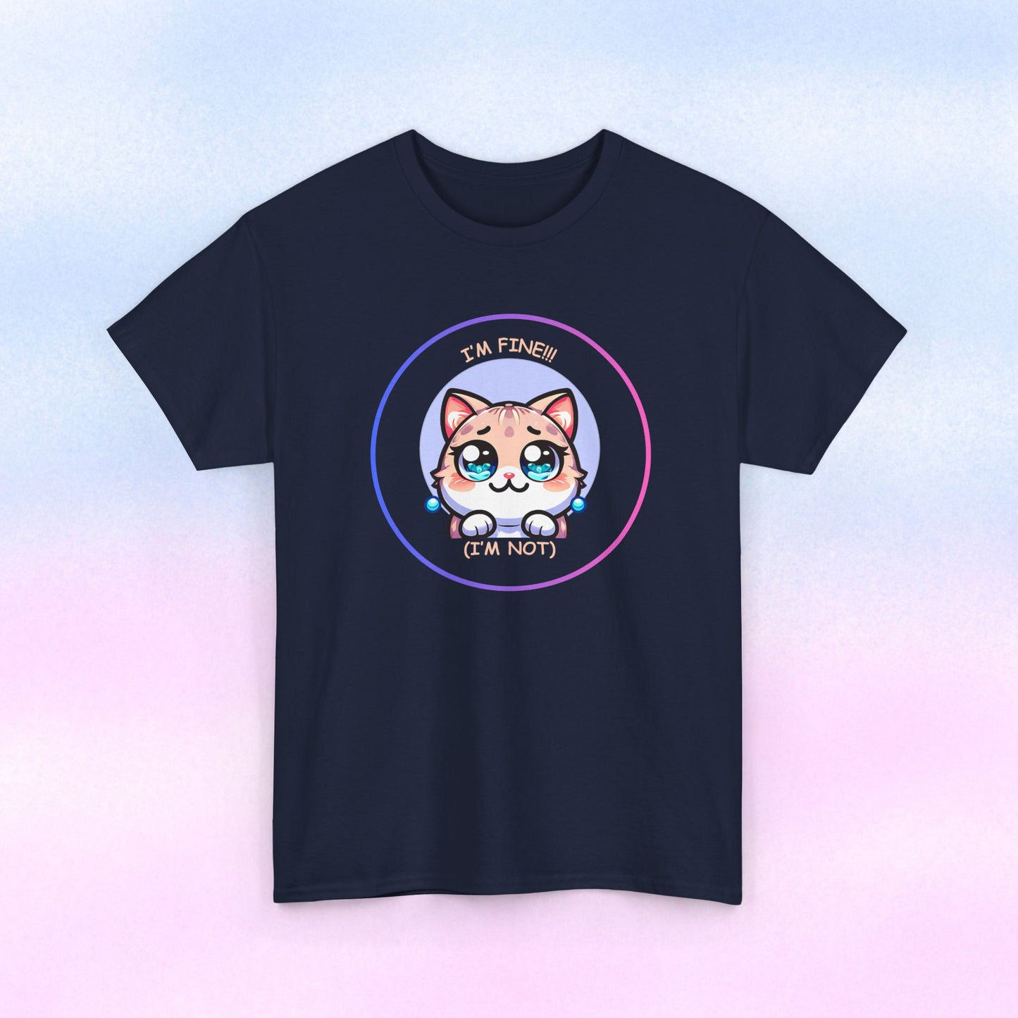 I'm Fine (I'm Not) — Cute Kawaii Cat Meltdown Emote Graphic T-Shirt