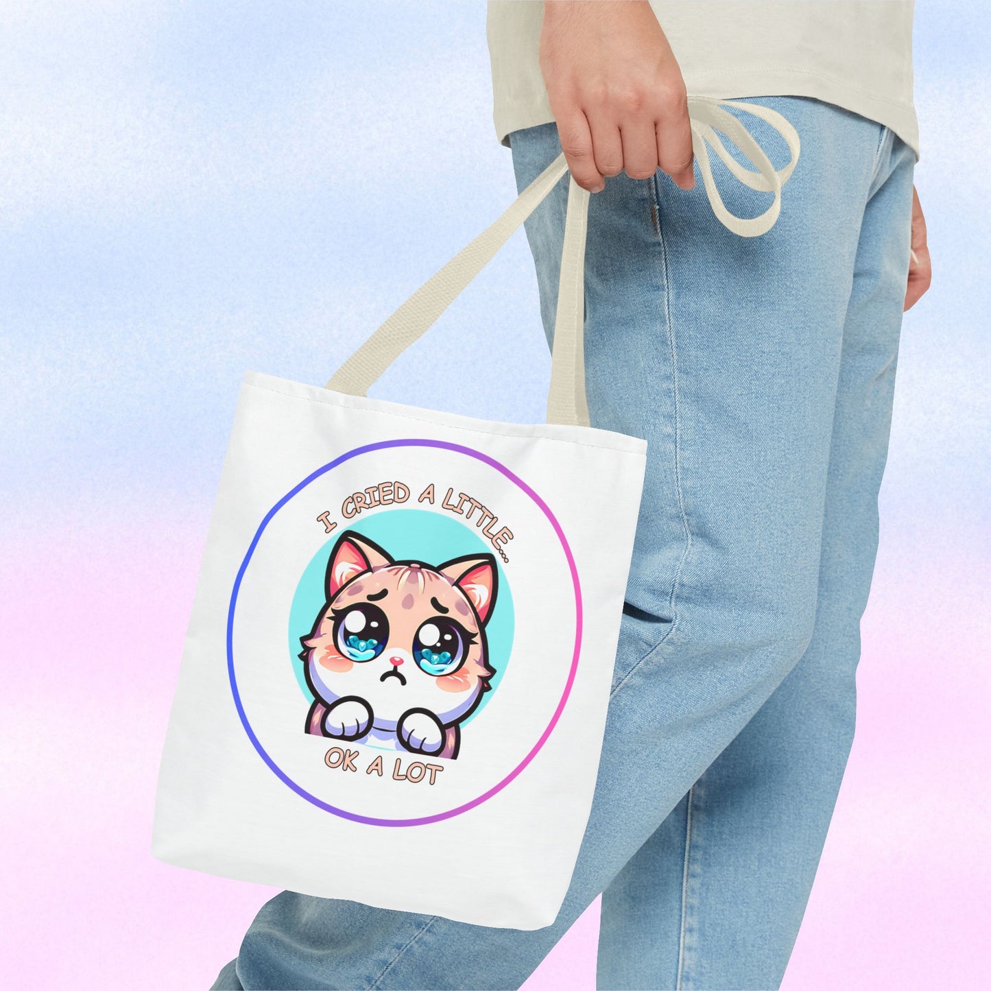 I Cried a Little.... Ok a lot - Tote Bag | Cute Kawaii Cat Illustration