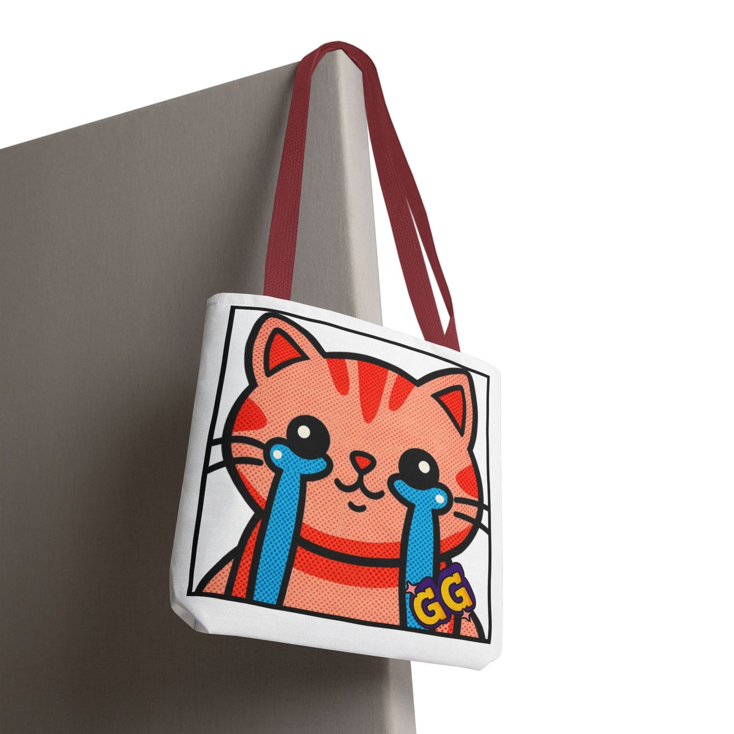 Good Game Tears of Joy - Cute Crying Cat Tote Bag – Kawaii Pop Art Cat Emote GG