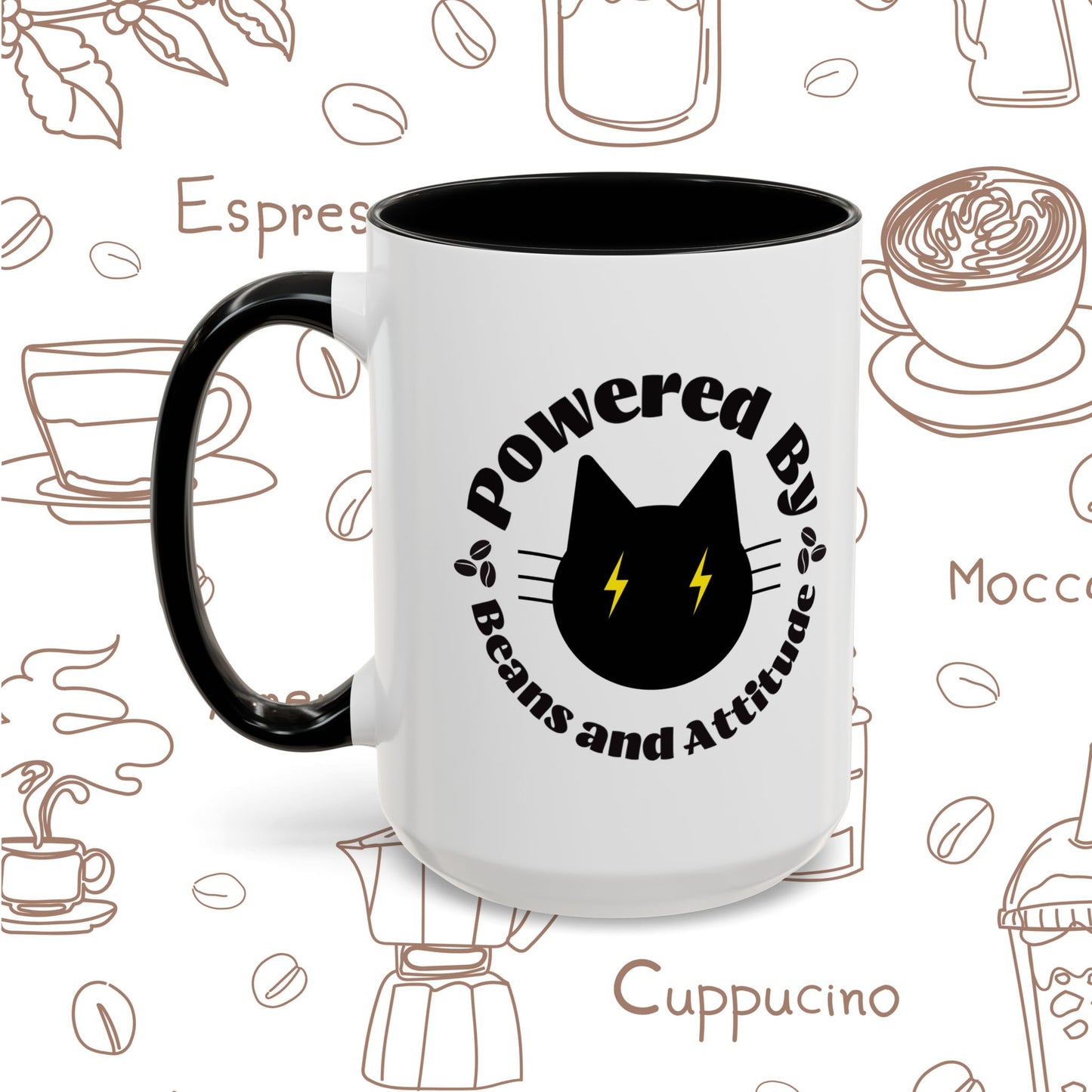 Powered By Beans and Attitude Coffee Mug | Accent Mug 11oz 15oz