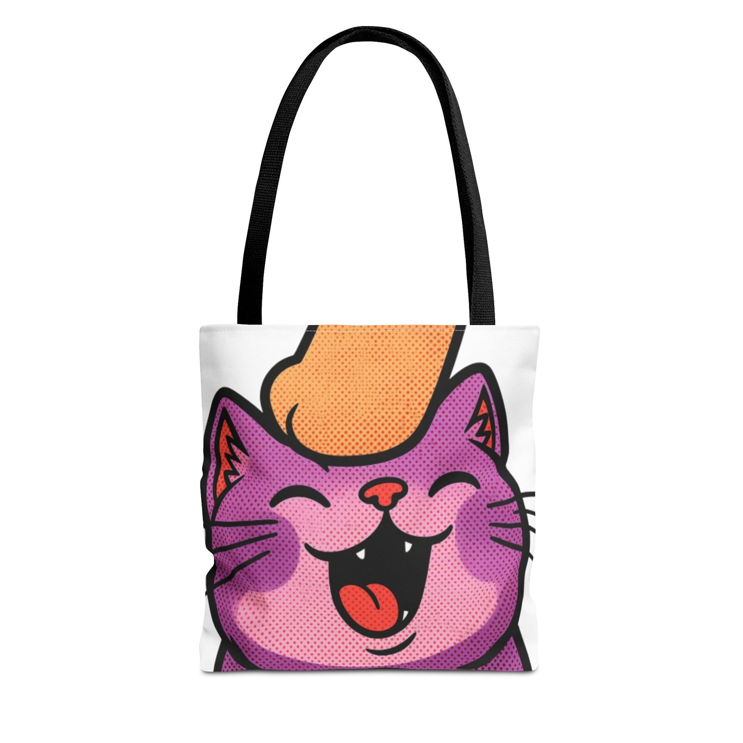 Happy Purple Cat Tote Bag — Cute Kawaii Cat Face AOP Tote