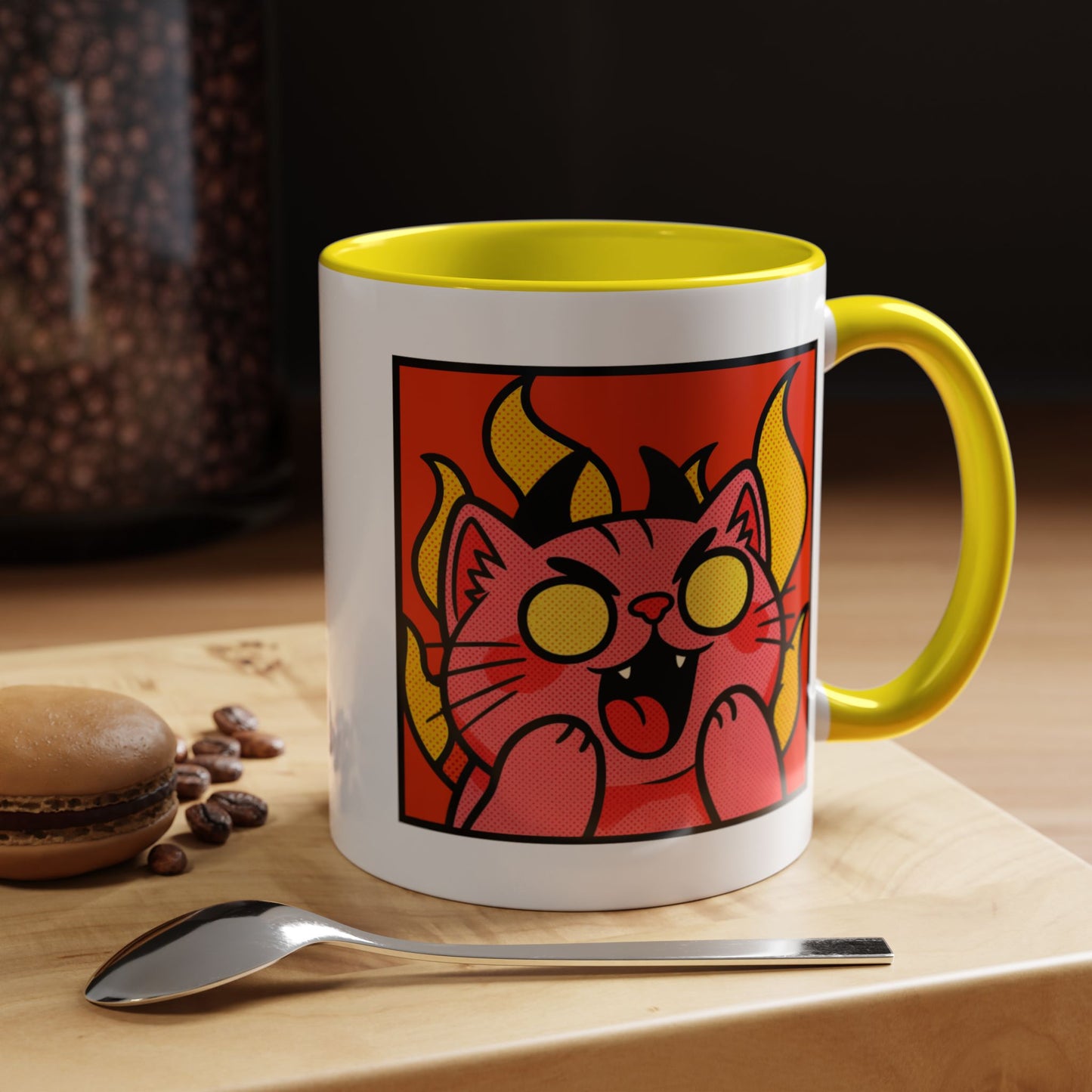 Evil Laughing Cat - Twitch Emote - Cute Devil Cat Accent Coffee Mug (11/15oz)