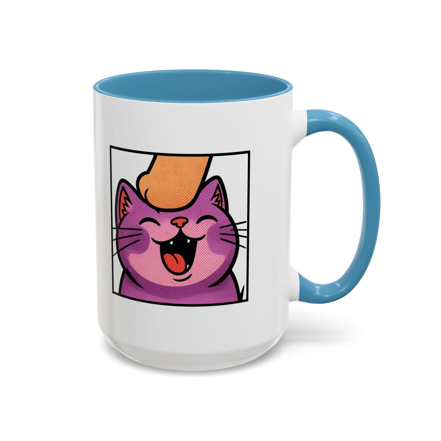 Pet Me, Purrfectly Happy Twitch Emote Cat Accent Coffee Mug – Cute Smiling Cat Illustration (11/15oz)