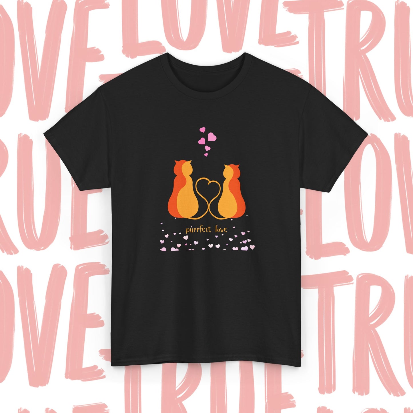 Cat Love T‑Shirt — 'Perfect Love' Romantic Cat Couple Graphic Tee