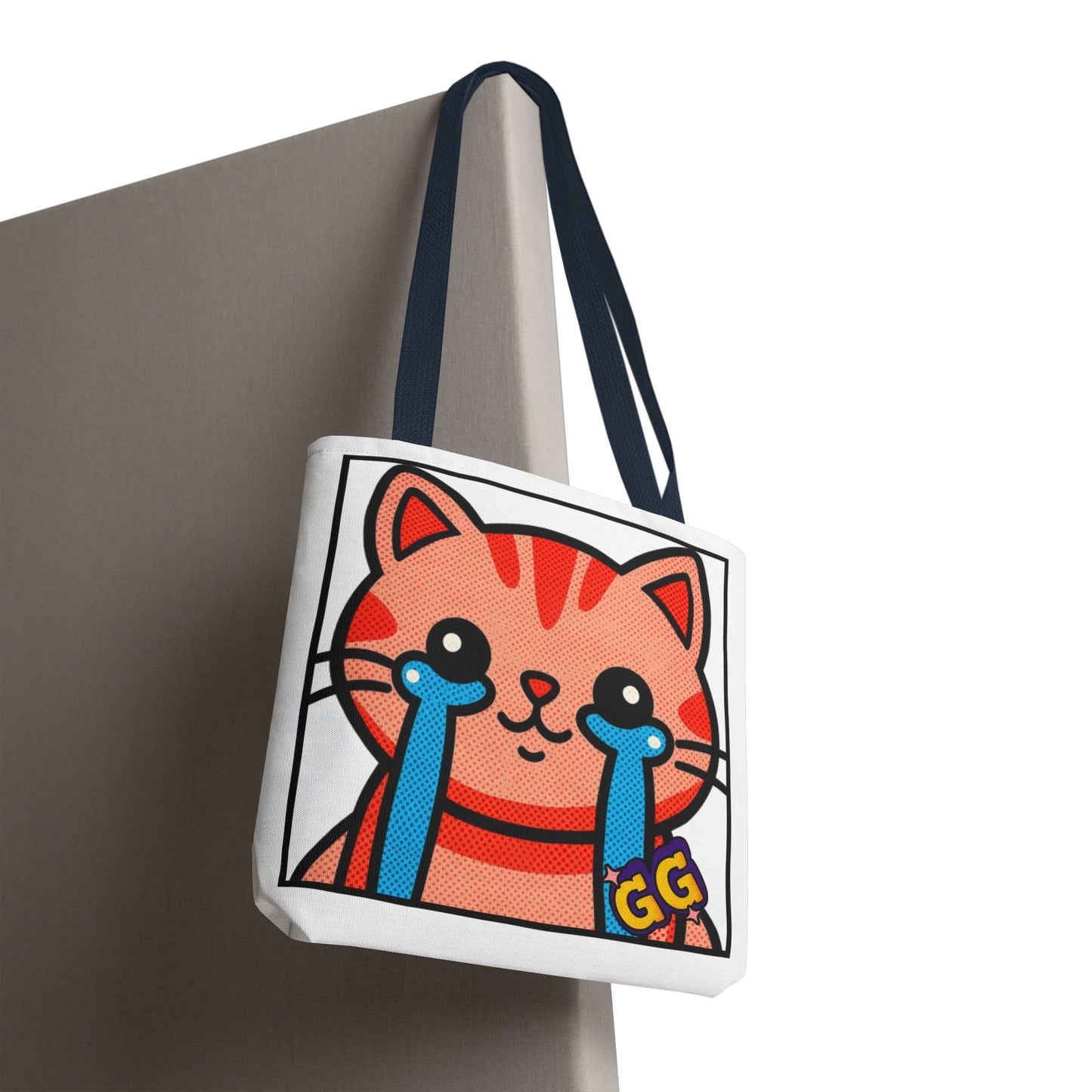 Good Game Tears of Joy - Cute Crying Cat Tote Bag – Kawaii Pop Art Cat Emote GG