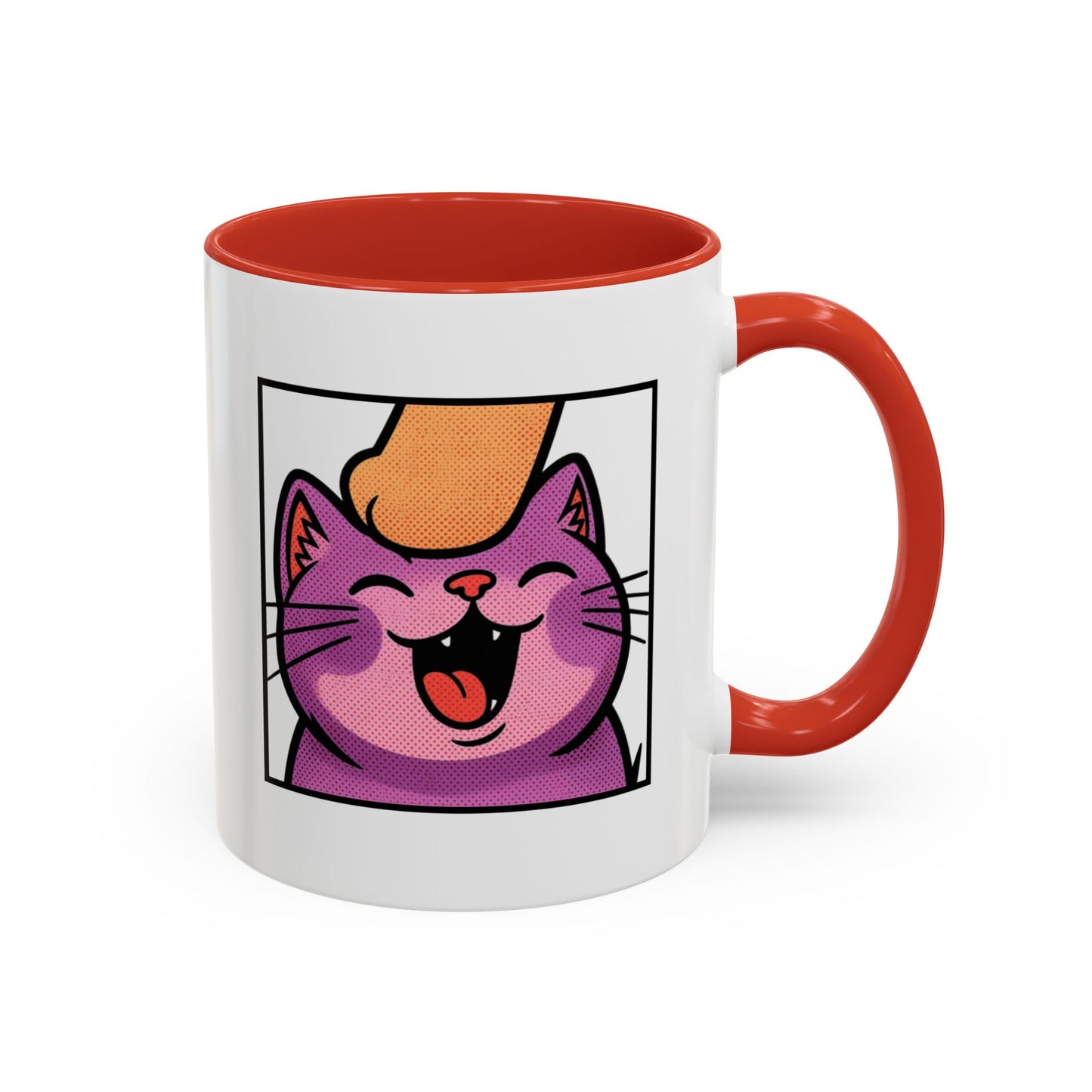 Pet Me, Purrfectly Happy Twitch Emote Cat Accent Coffee Mug – Cute Smiling Cat Illustration (11/15oz)