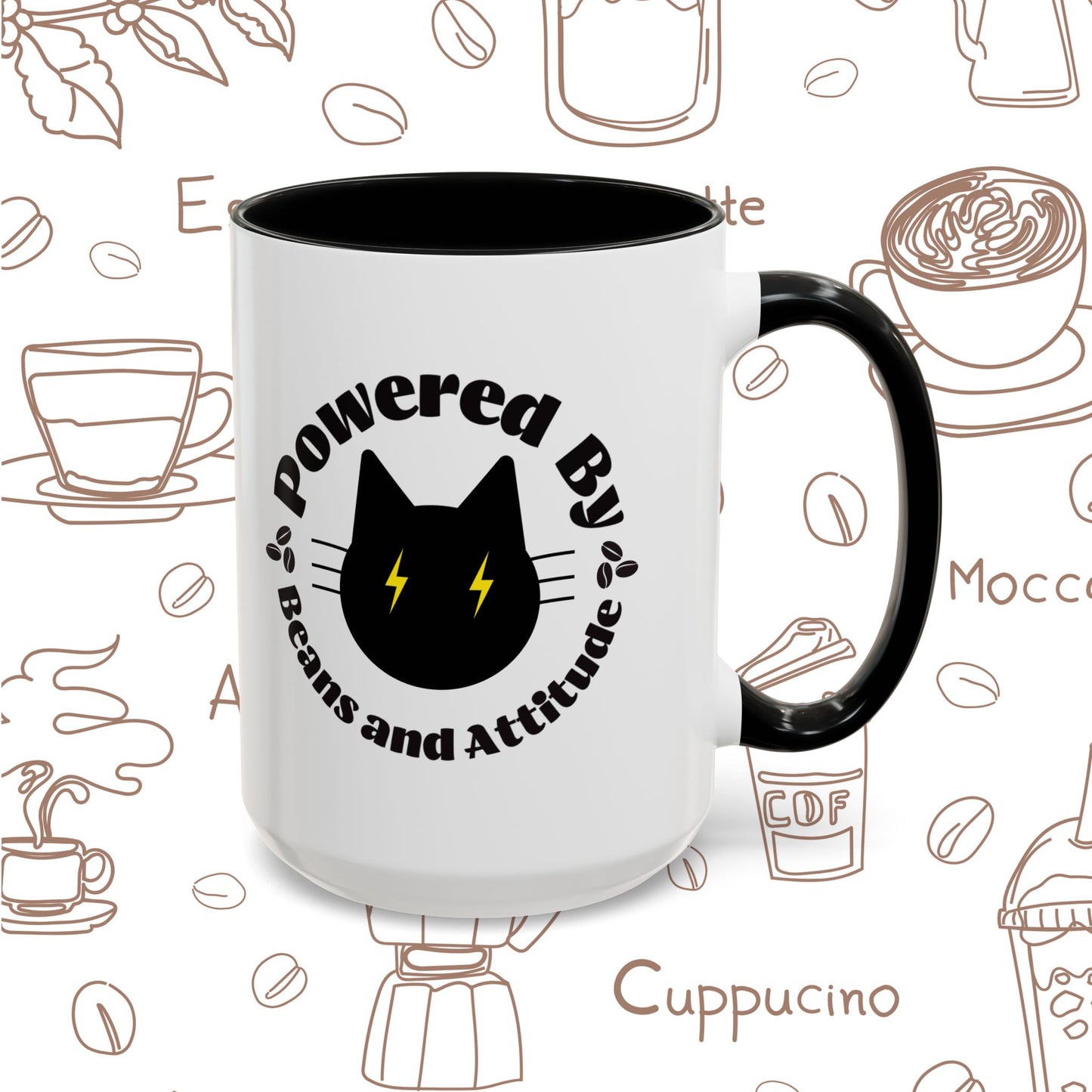 Powered By Beans and Attitude Coffee Mug | Accent Mug 11oz 15oz