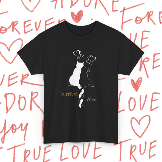 Cat Couple T‑Shirt — "Purrfect Love" Romantic Cat Graphic Tee