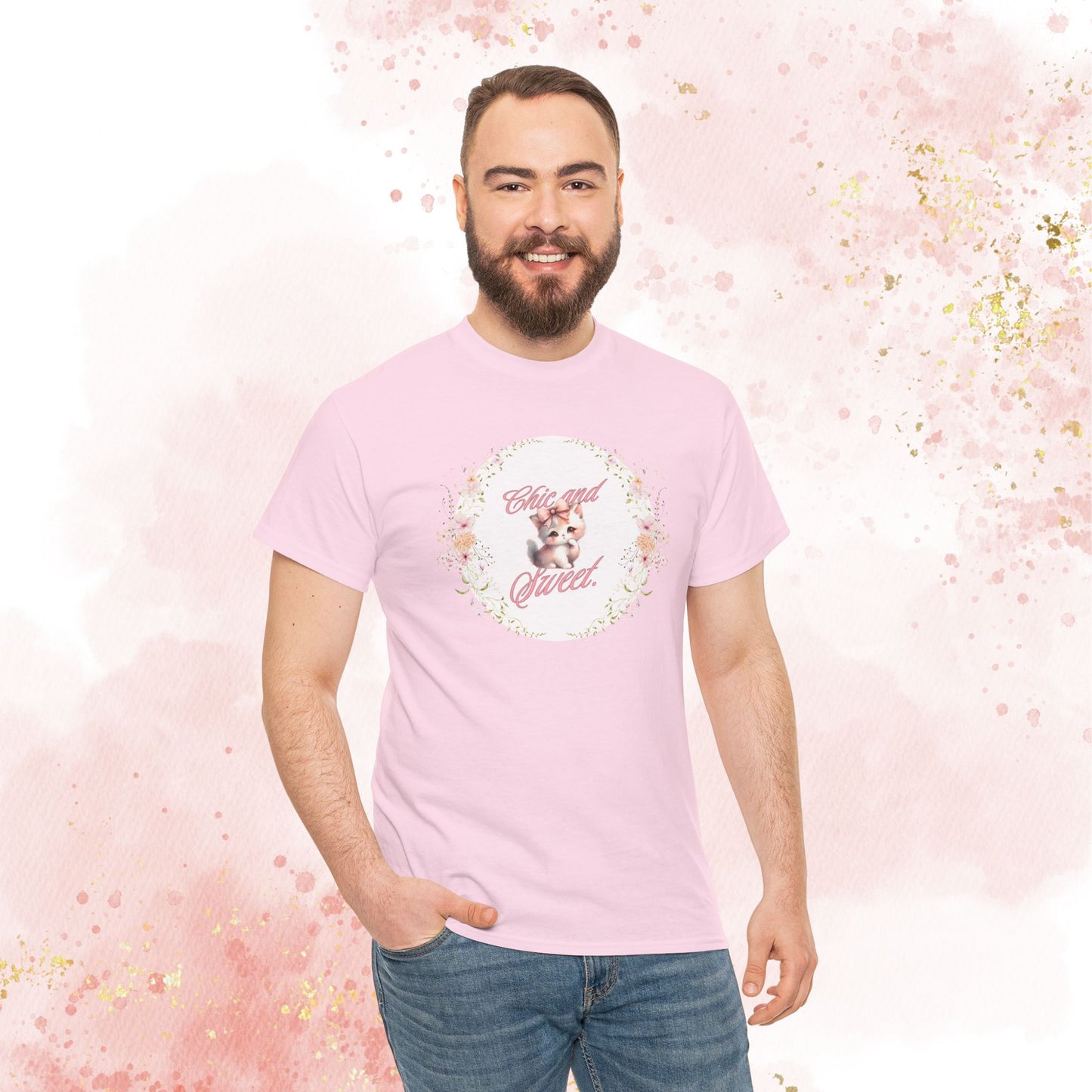 Chic & Sweet - Blushing Kitten Valentine Tee, V-Day, Cat Lovers Gift, Everyday Wear