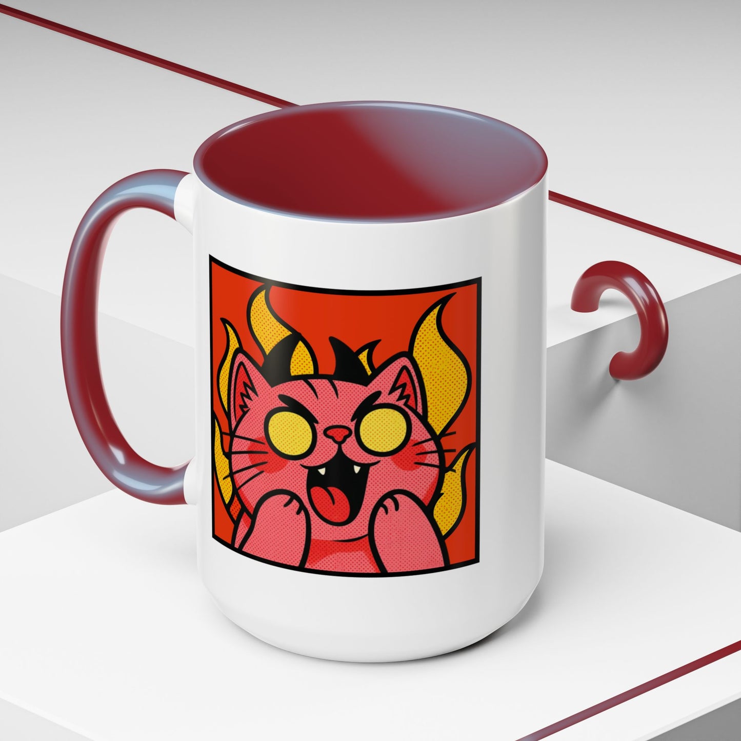 Evil Laughing Cat - Twitch Emote - Cute Devil Cat Accent Coffee Mug (11/15oz)