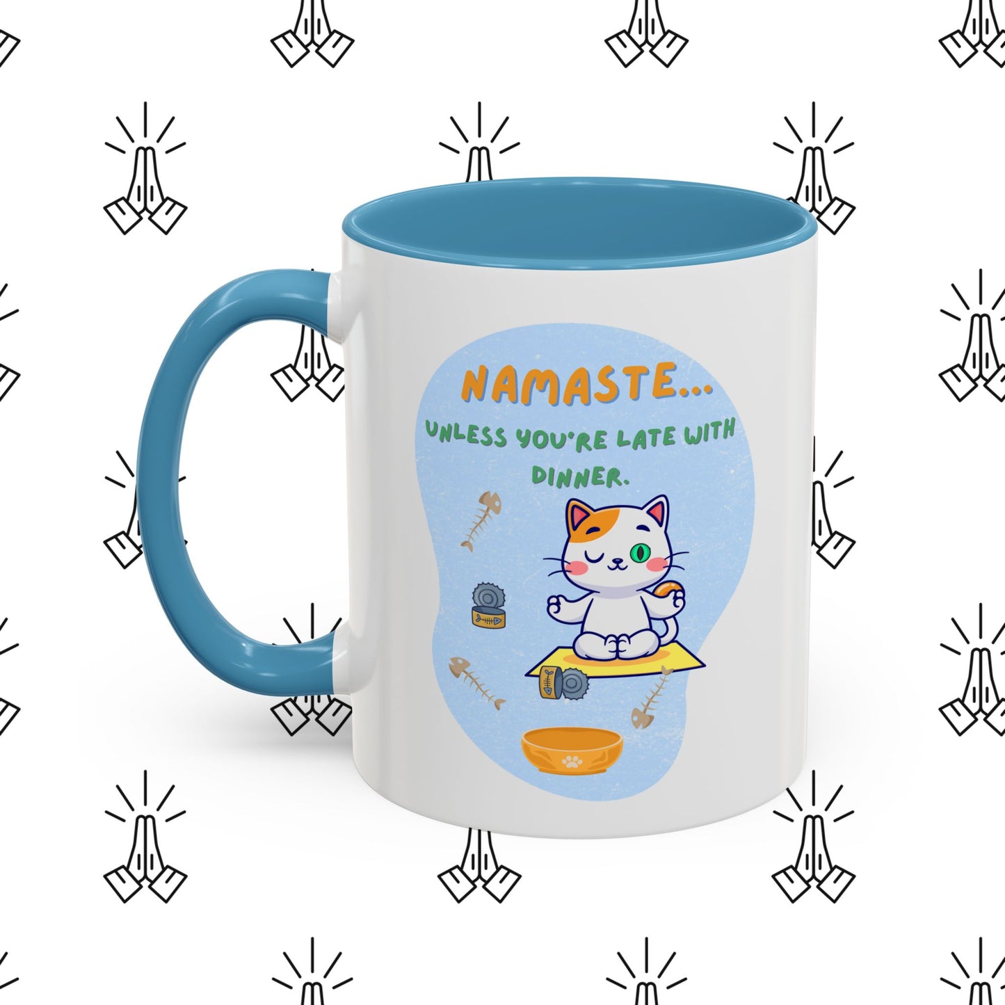 Namaste Cat Accent Coffee Mug | Cute Cat Mug, Coffee Cup Gift, Yoga Lover's Mug, Cat Lover Gift, Stylish Drinkware