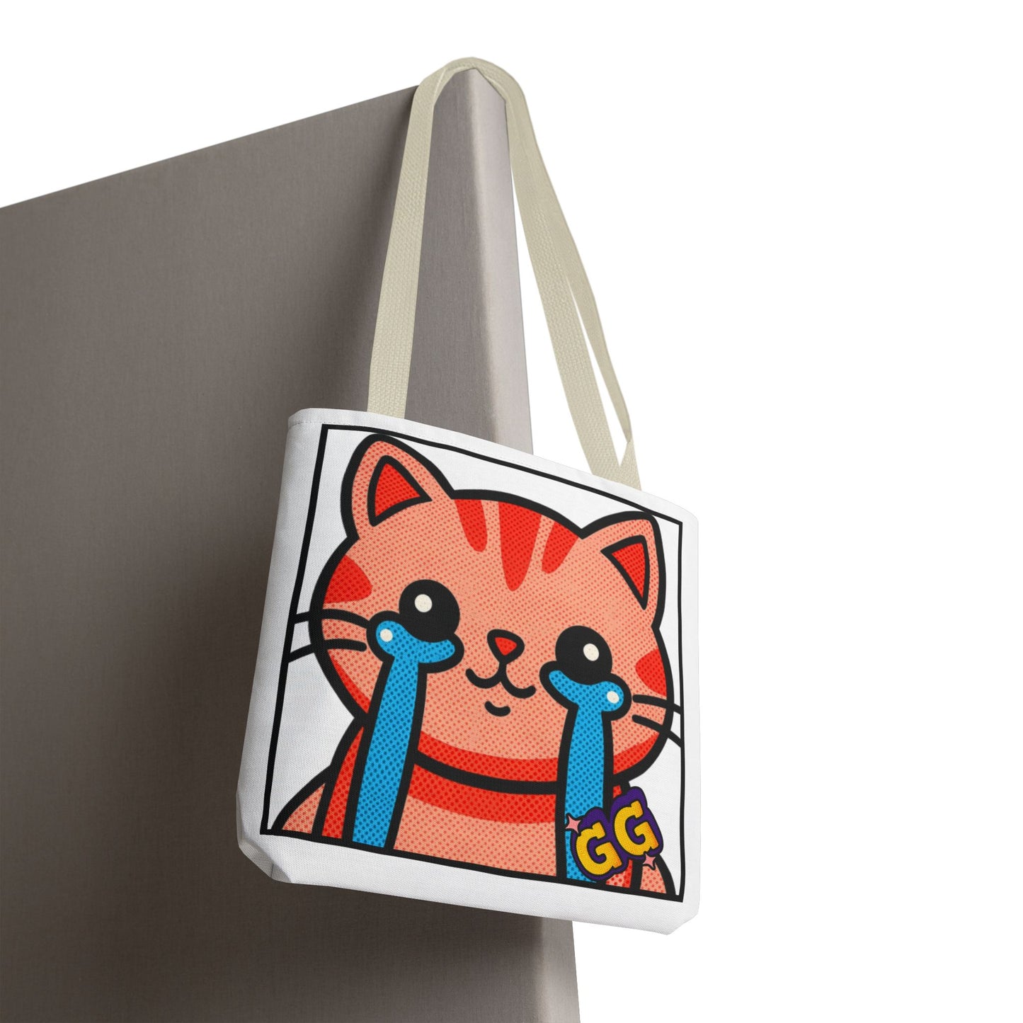 Good Game Tears of Joy - Cute Crying Cat Tote Bag – Kawaii Pop Art Cat Emote GG