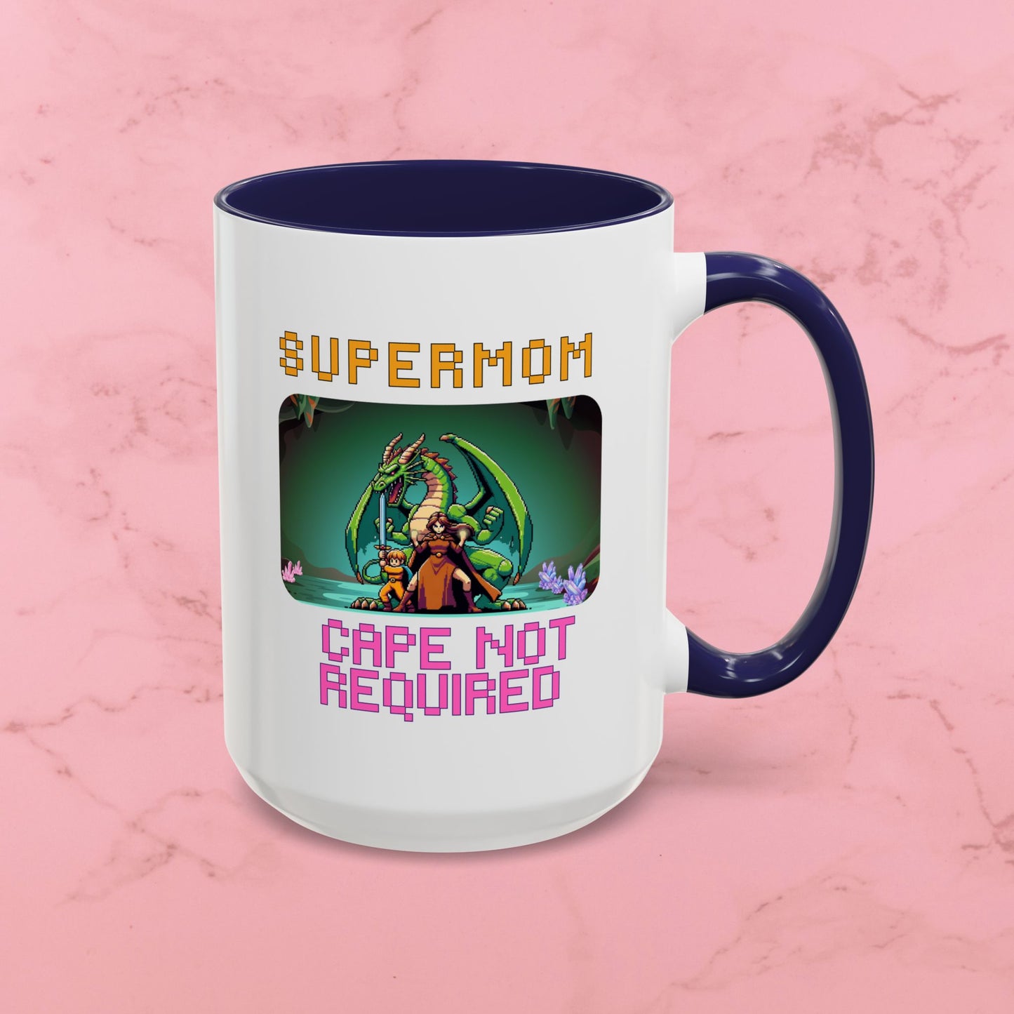 Dungeon Crawling Coffee Mug — "Supermom: Cape Not Required" Accent Mug (11/15oz)