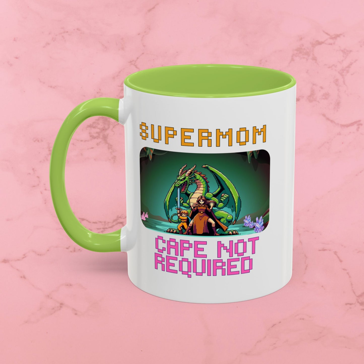 Dungeon Crawling Coffee Mug — "Supermom: Cape Not Required" Accent Mug (11/15oz)