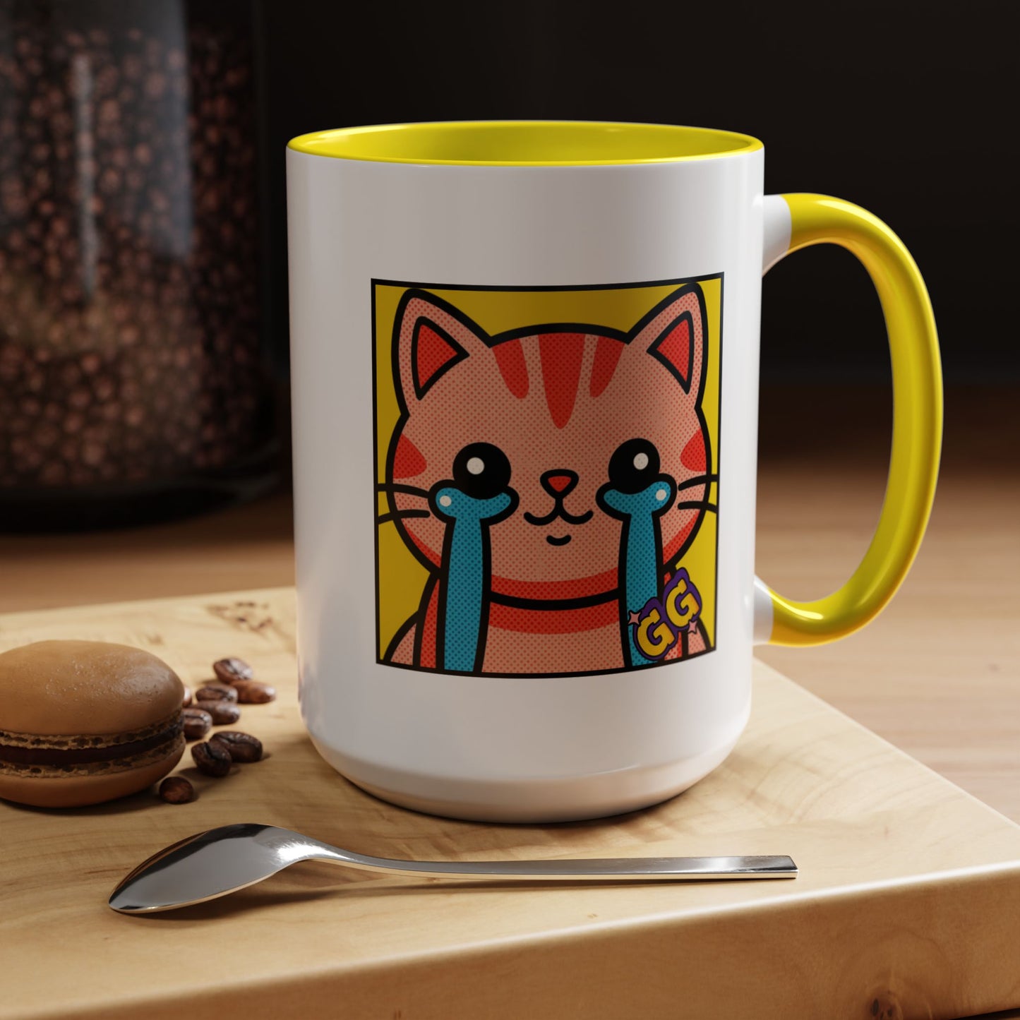 Good Game Tears of Joy - Cute Crying Cat Accent Coffee Mug (11/15oz) – Kawaii Pop Art Cat Emote GG