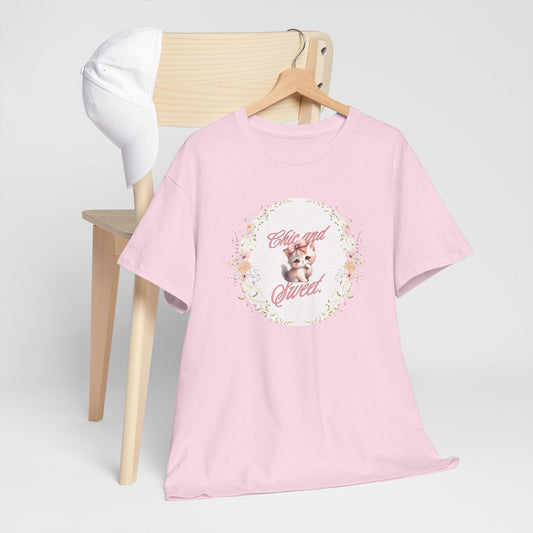 Chic & Sweet - Blushing Kitten Valentine Tee, V-Day, Cat Lovers Gift, Everyday Wear