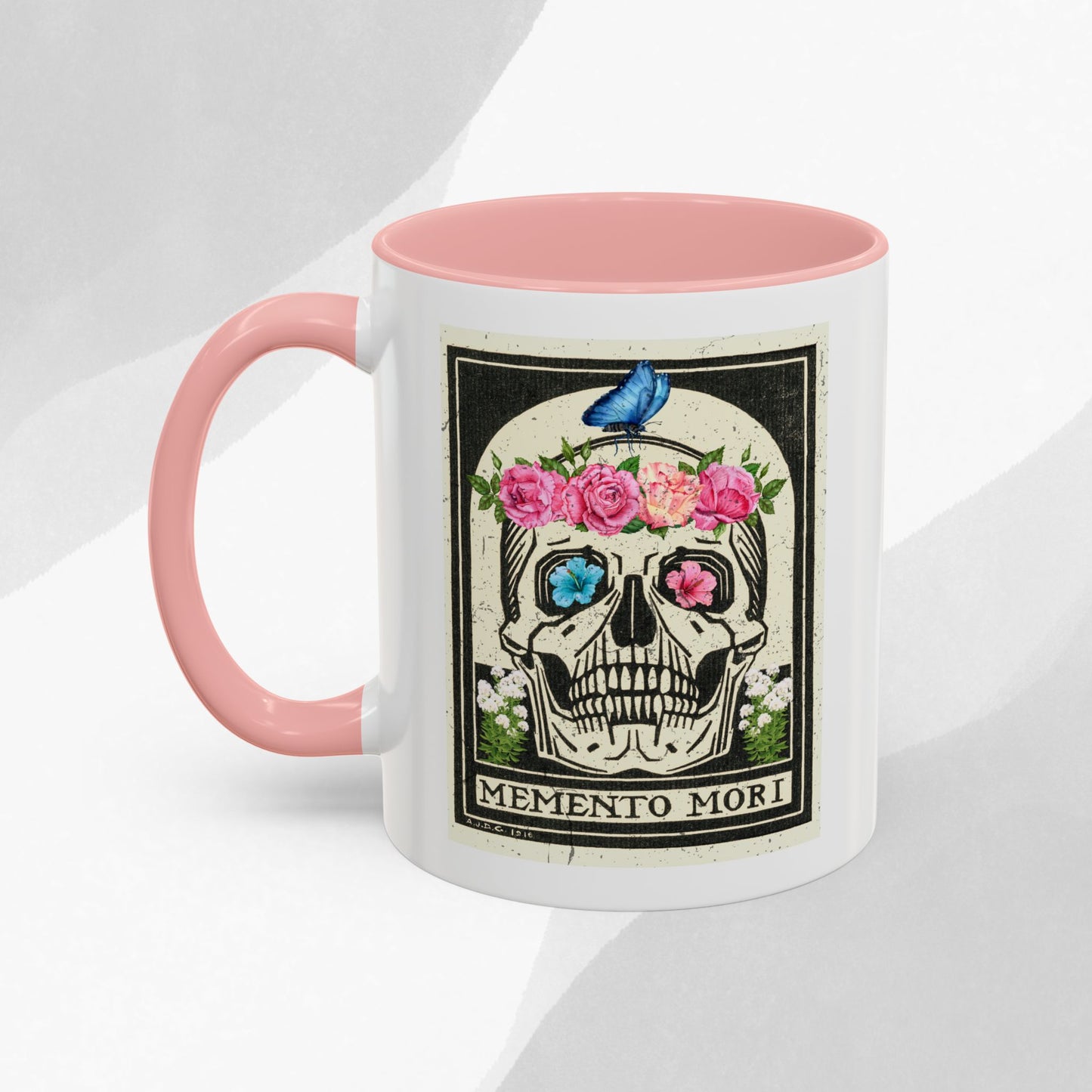 Memento Mori Coffee Mug, Floral Skull Mug, Gothic Gift, Day of the Dead Decor, Vintage Style Drinkware, Unique Kitchenware