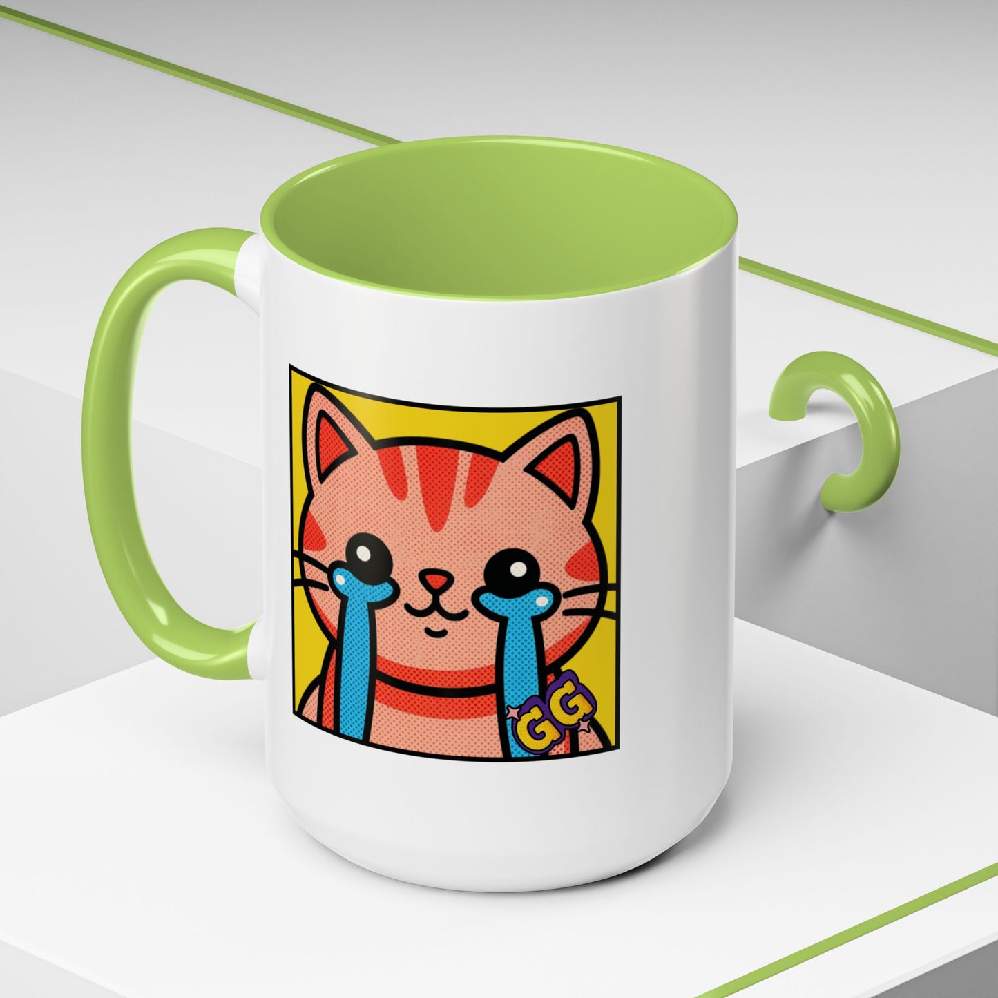 Good Game Tears of Joy - Cute Crying Cat Accent Coffee Mug (11/15oz) – Kawaii Pop Art Cat Emote GG