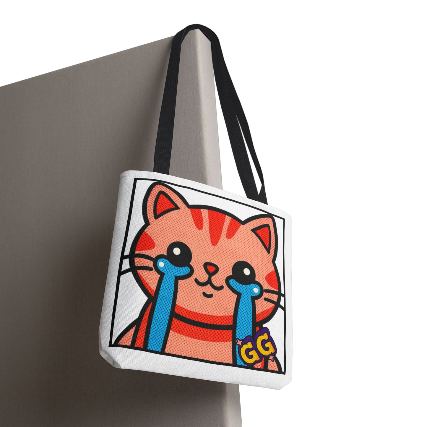 Good Game Tears of Joy - Cute Crying Cat Tote Bag – Kawaii Pop Art Cat Emote GG