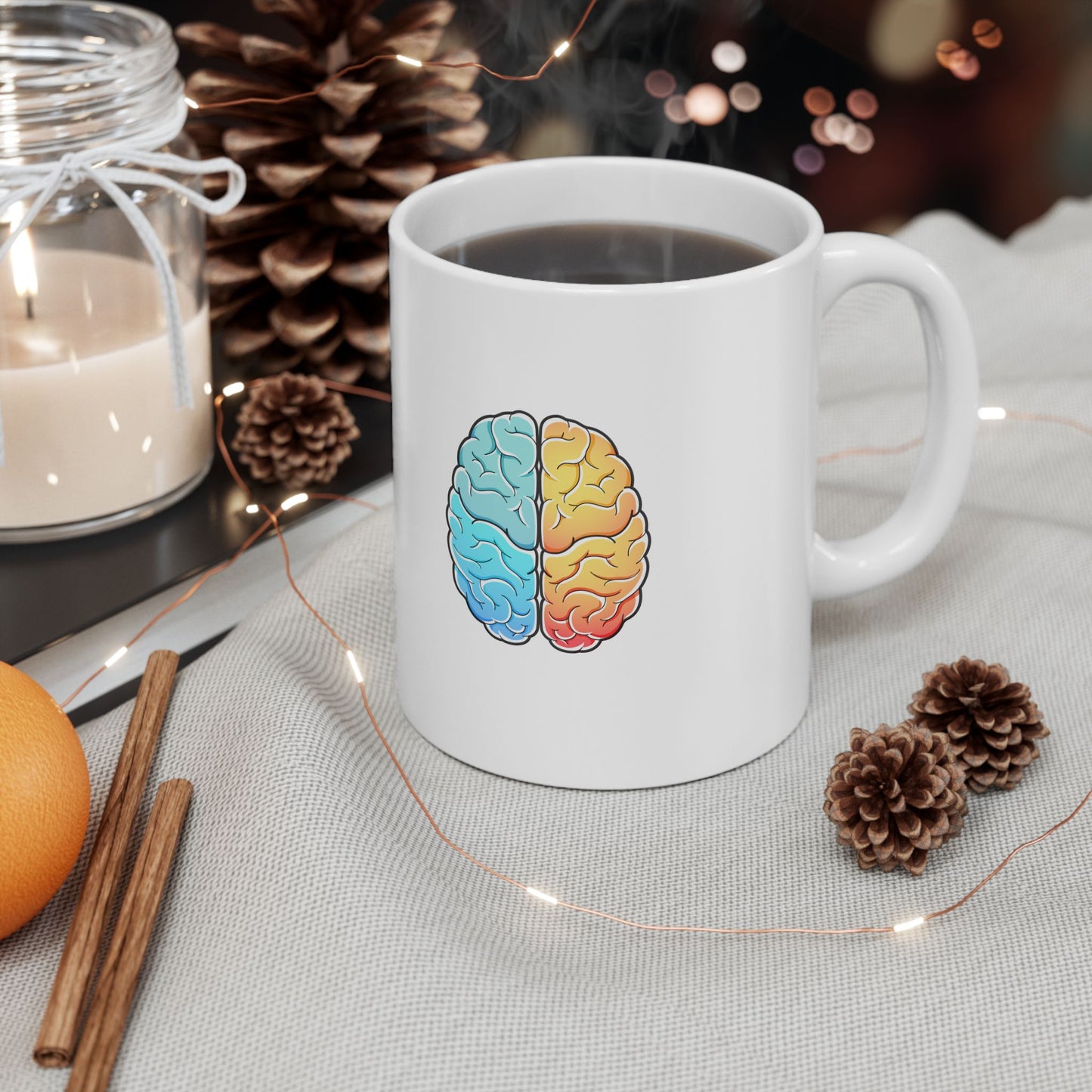 Mom Briain - Colorful Brain Humor Ceramic Mug - 11oz Ideal Mom Gifts