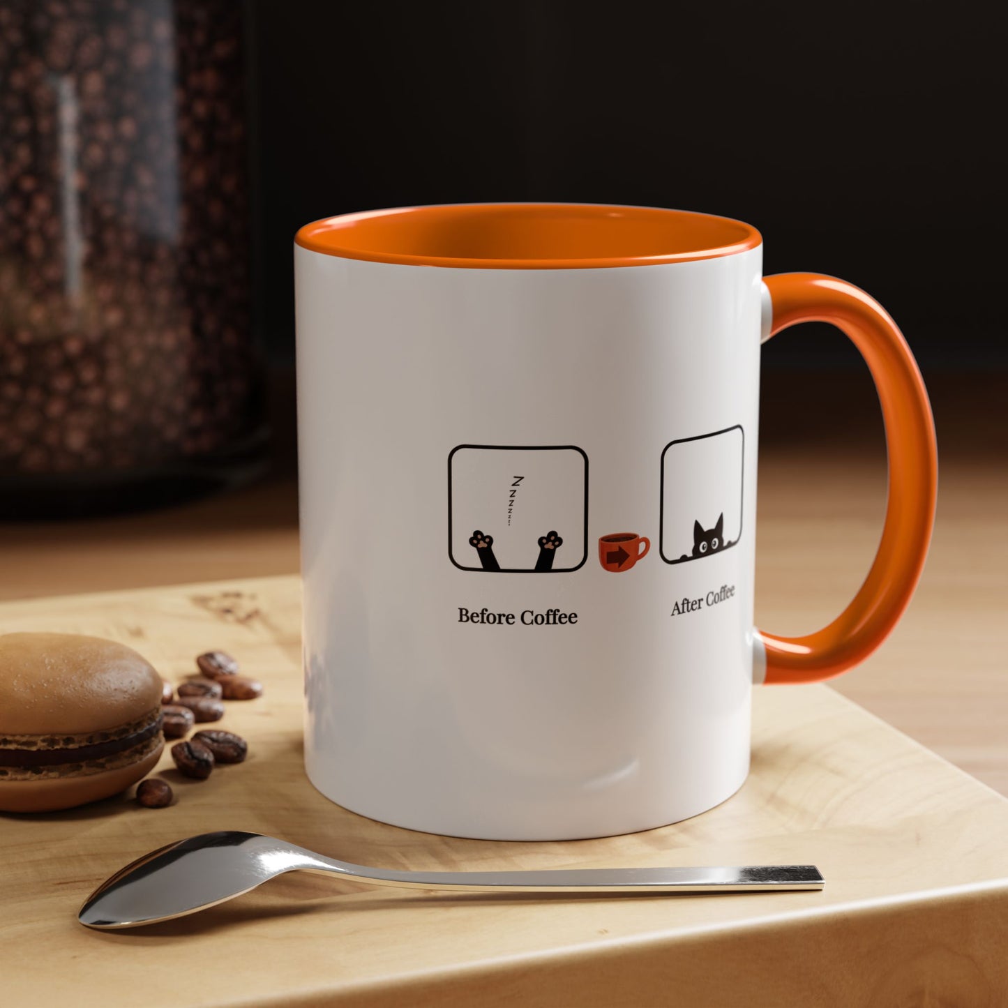 Coffee Mug — "Before Coffee / After Coffee" Cat Accent Mug (11/15oz)