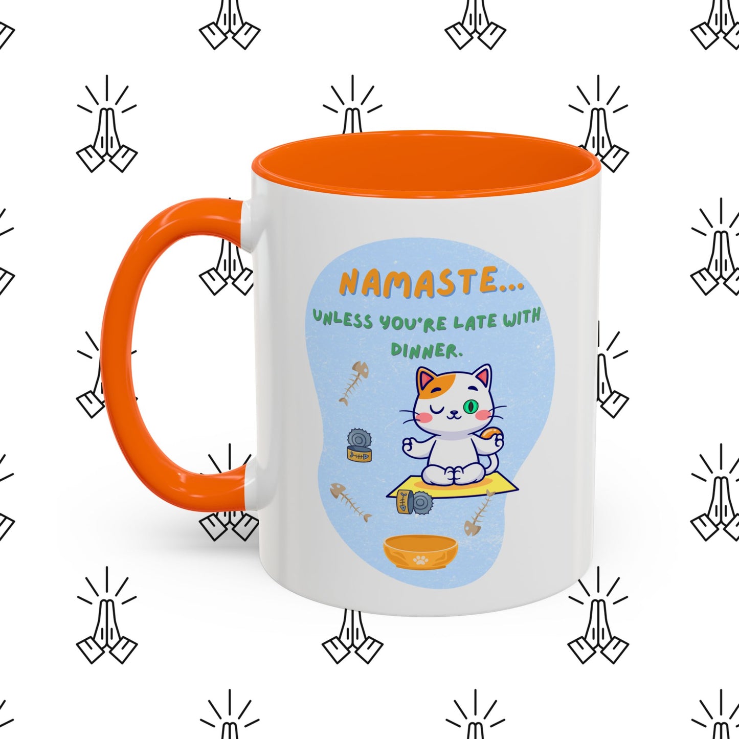 Namaste Cat Accent Coffee Mug | Cute Cat Mug, Coffee Cup Gift, Yoga Lover's Mug, Cat Lover Gift, Stylish Drinkware