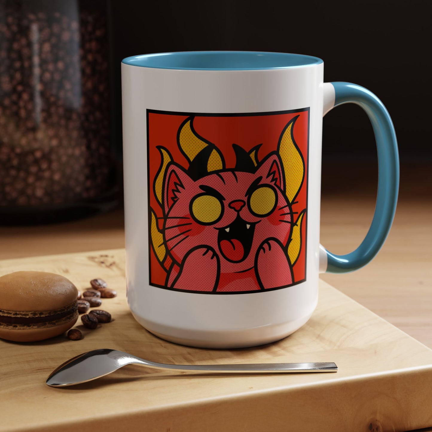 Evil Laughing Cat - Twitch Emote - Cute Devil Cat Accent Coffee Mug (11/15oz)